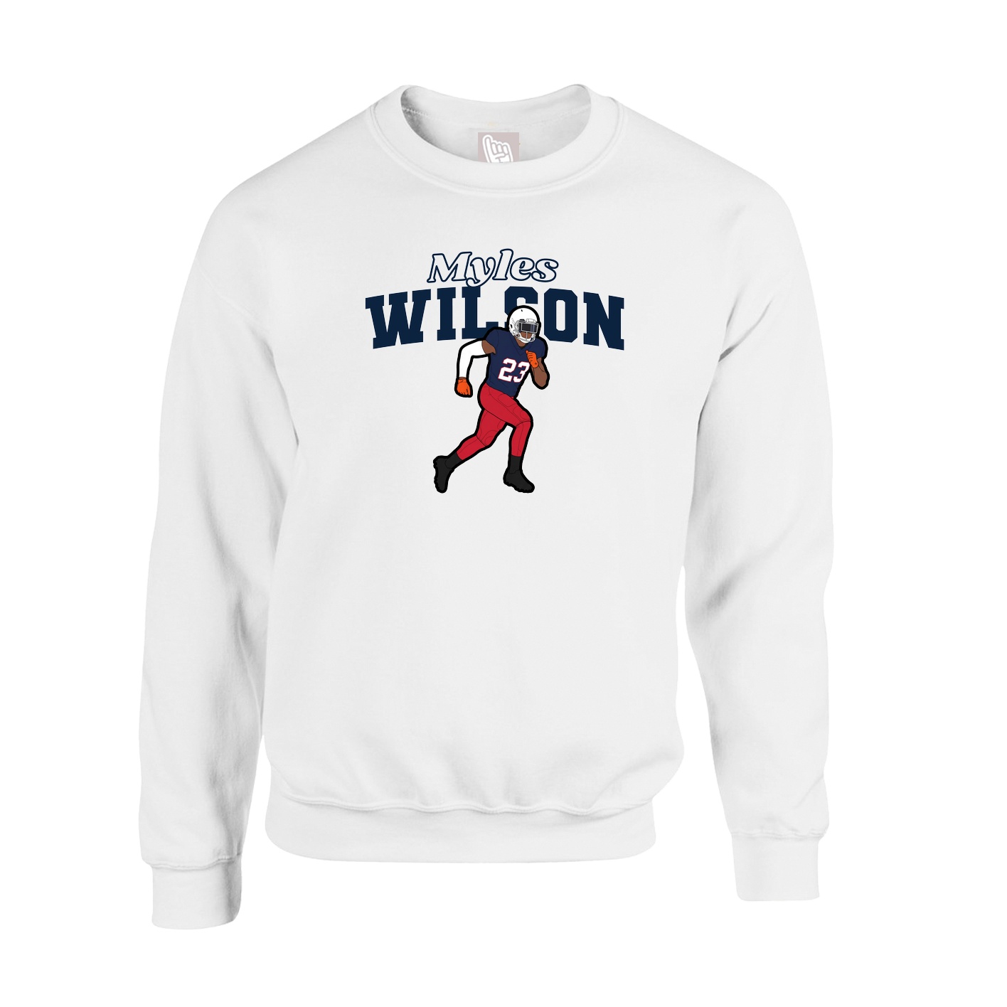 Fleece Crew — Name Arch in White