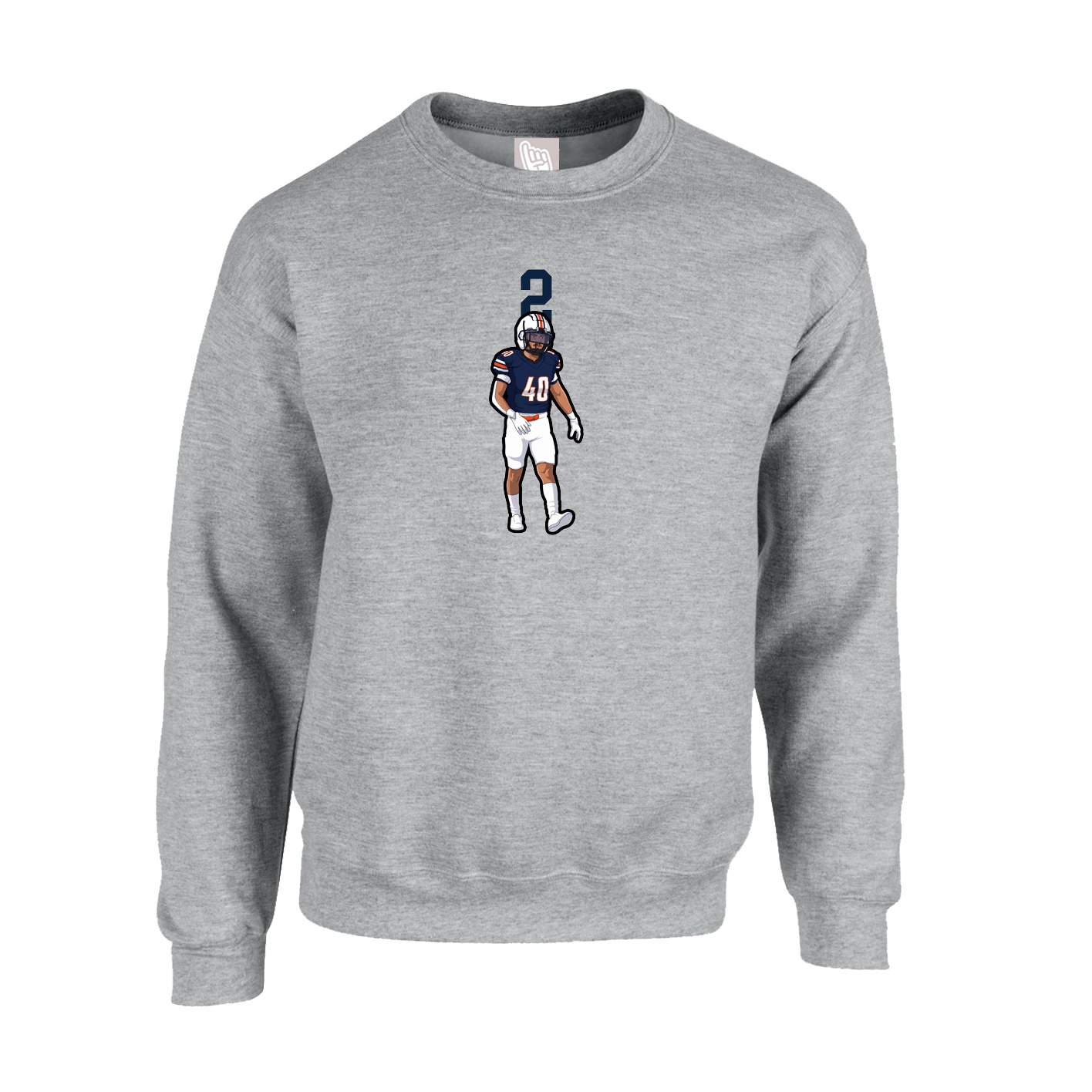 Fleece Crew — Number Top in Grey