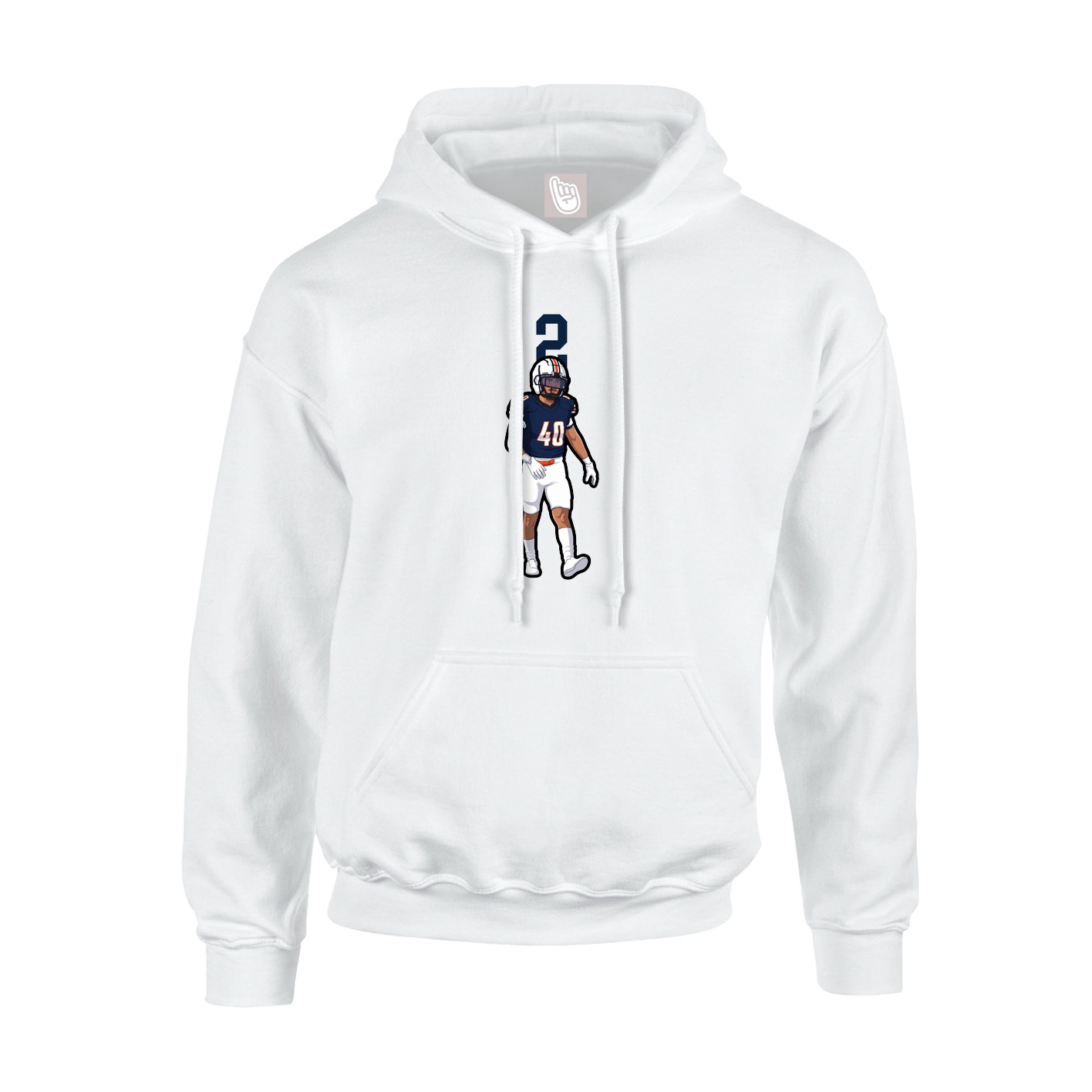 Youth Hoodie — Number Top in White