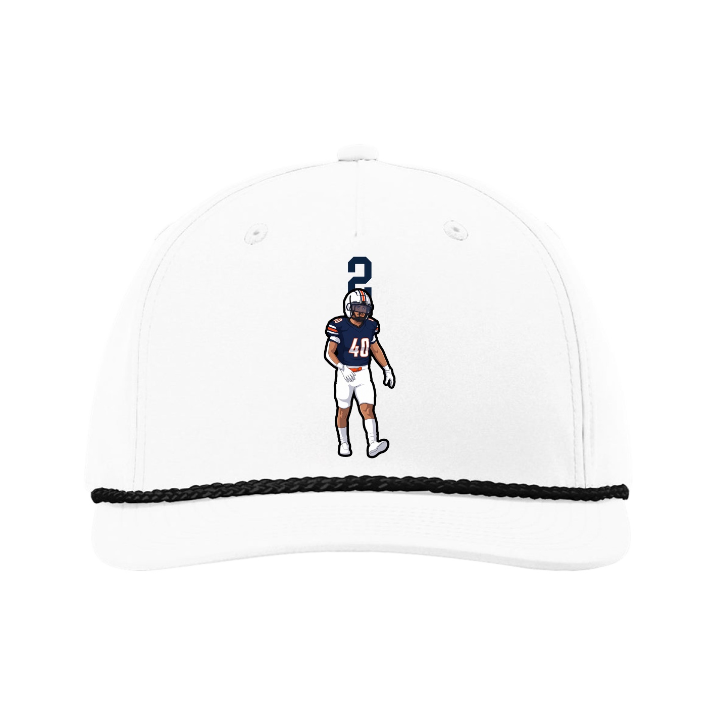 Five-Panel Classic Rope Cap — Number Top in White