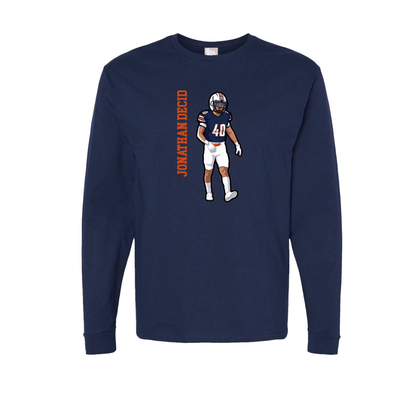 Long Sleeve Tee — Name Vertical in Navy