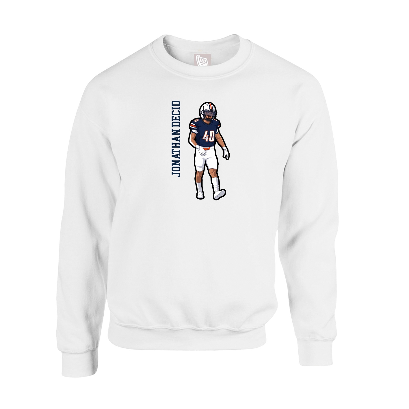 Fleece Crew — Name Vertical in White