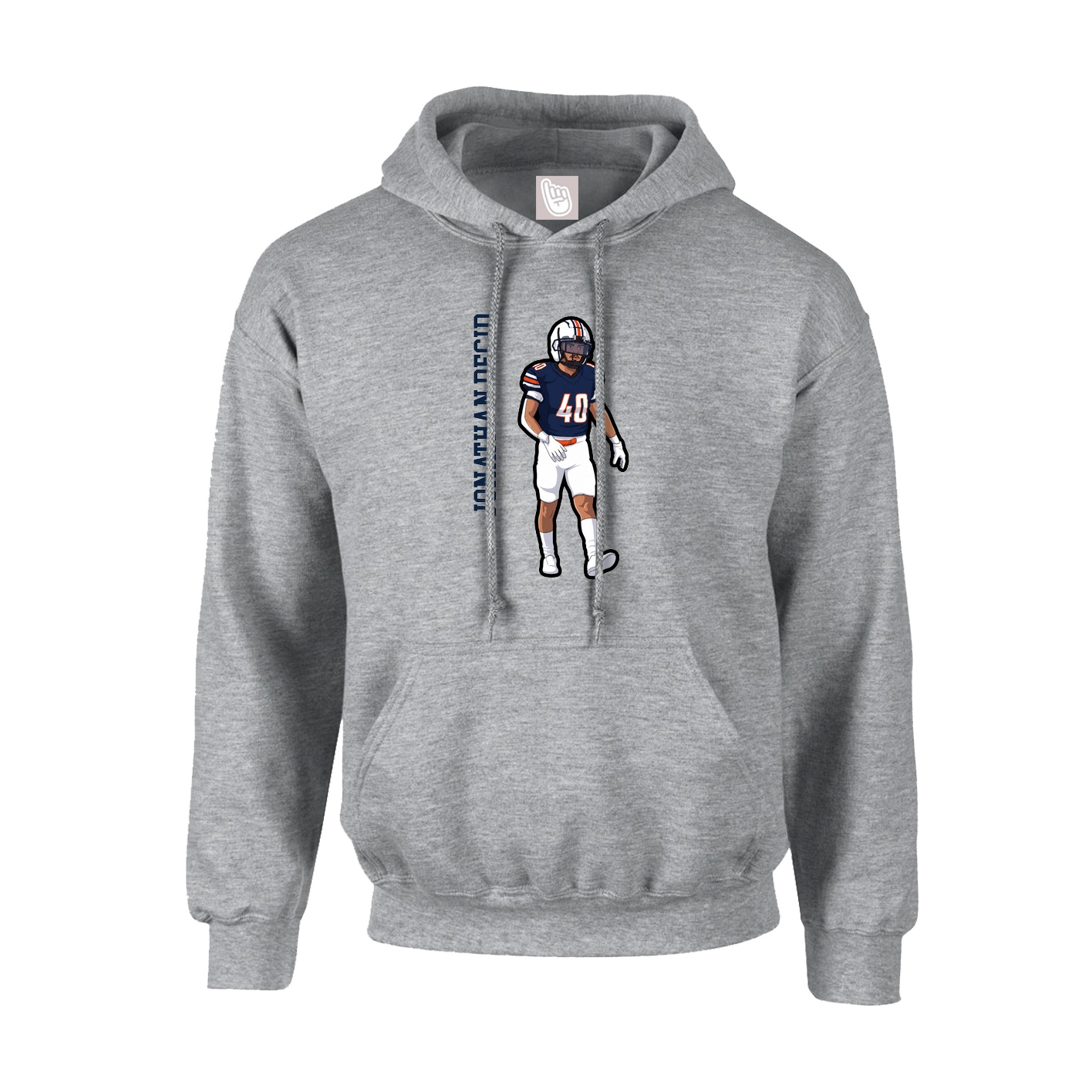 Youth Hoodie — Name Vertical in Grey