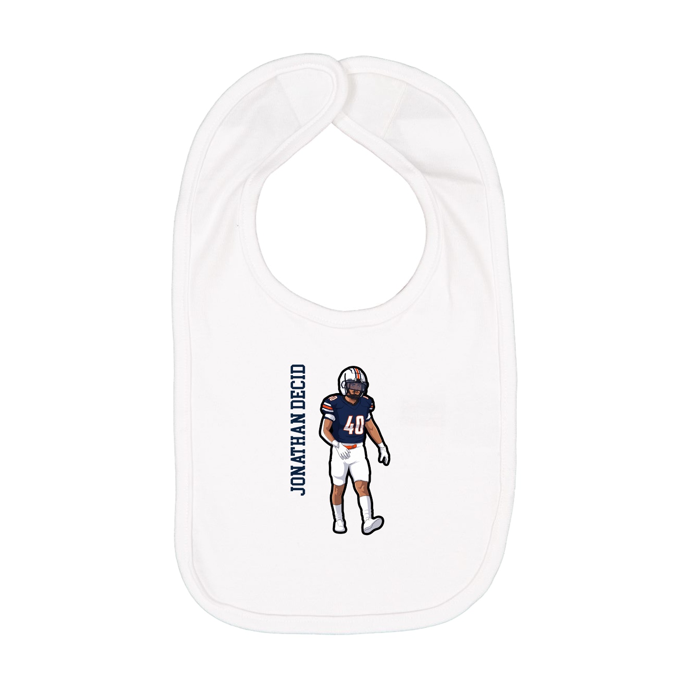 Infant Bib — Name Vertical in White