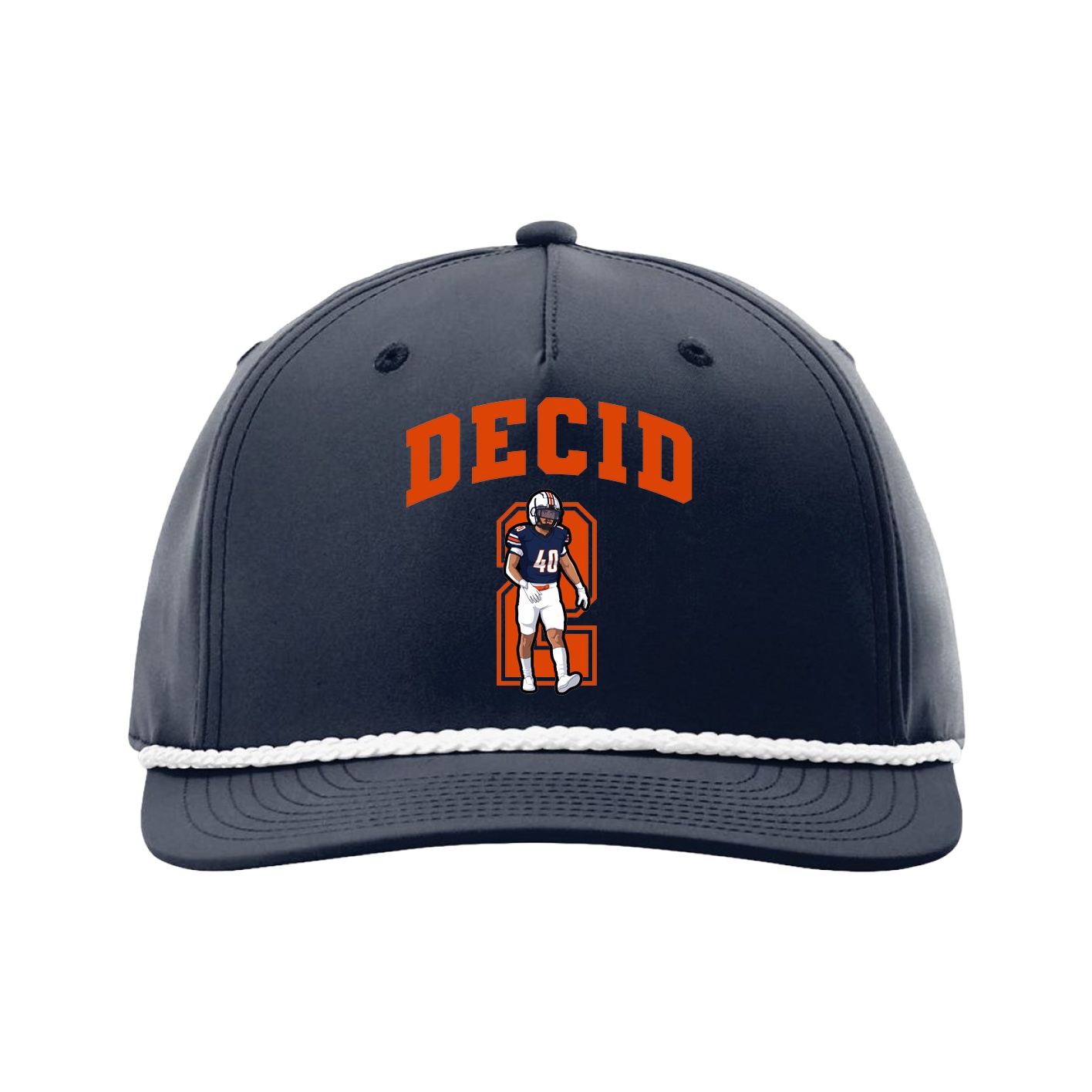 Five-Panel Classic Rope Cap — Number in Navy