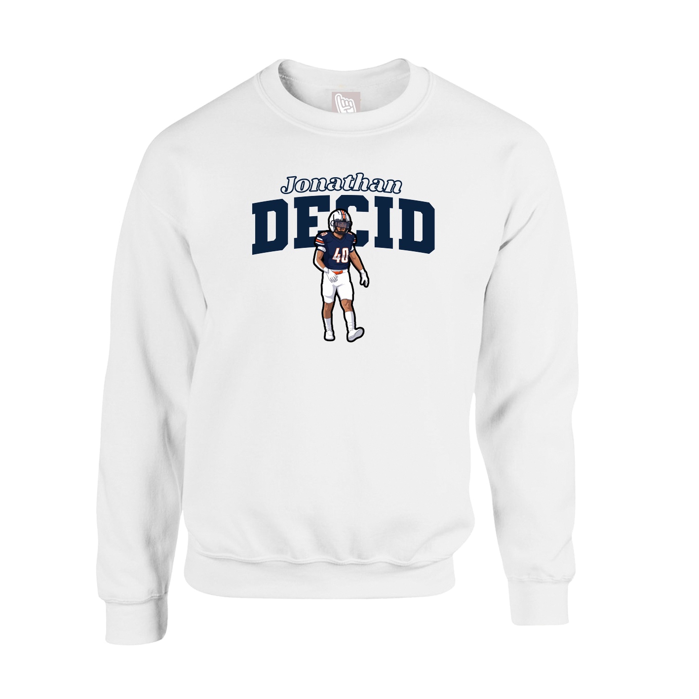 Fleece Crew — Name Arch in White
