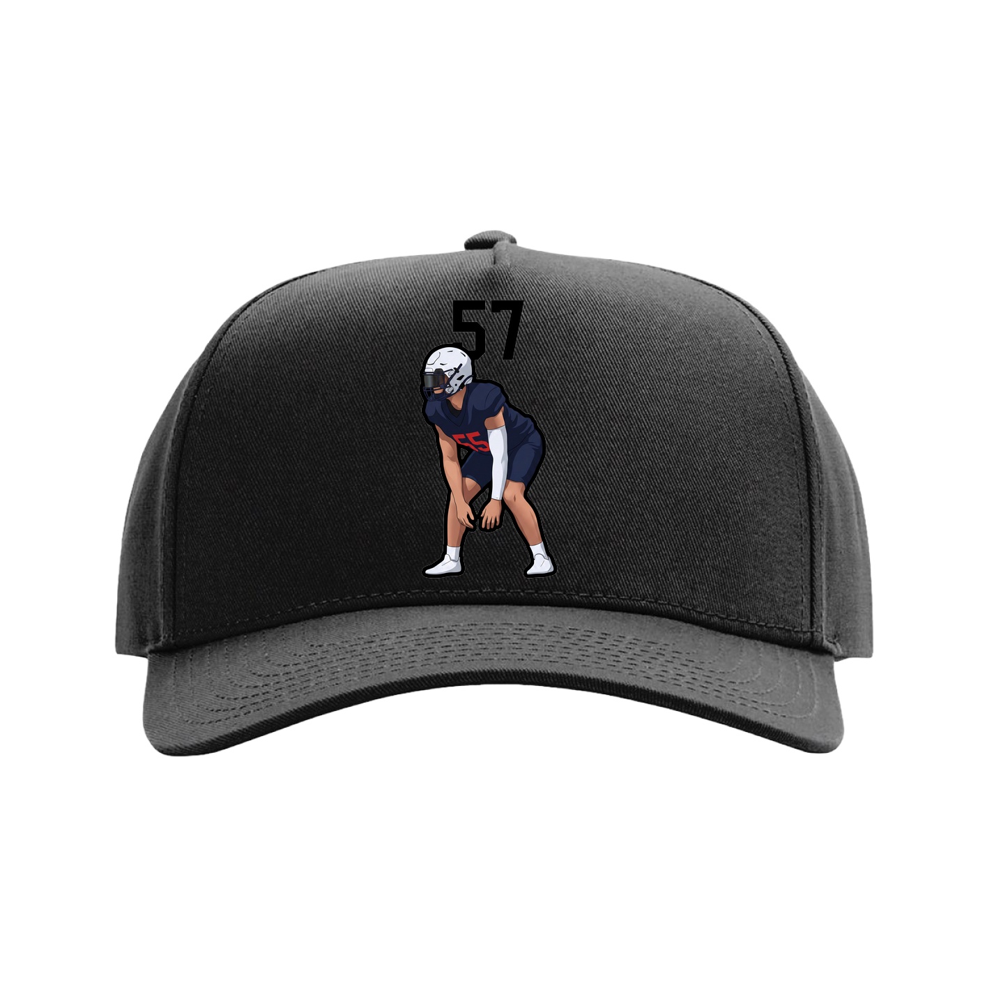 Full Fabric Five-Panel Champ Cap — Number Top in Black