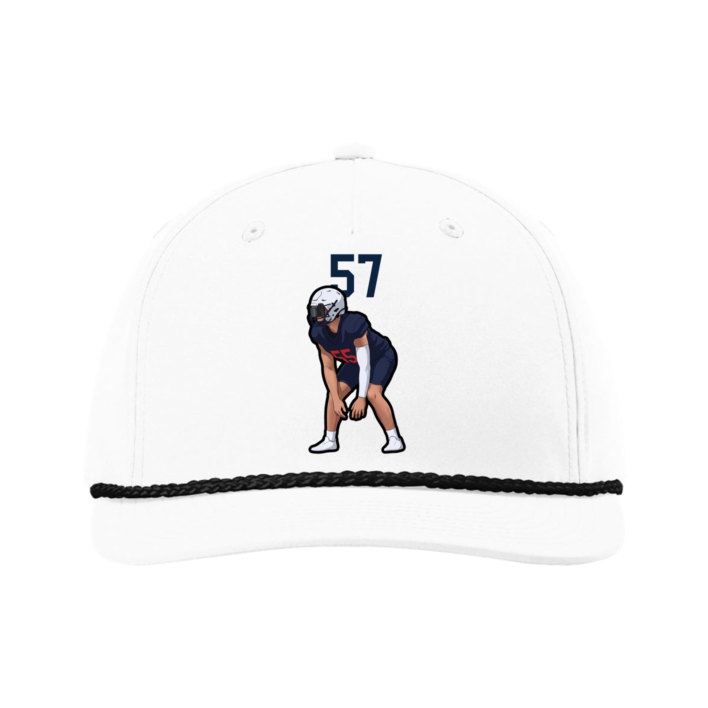 Five-Panel Classic Rope Cap — Number Top in White