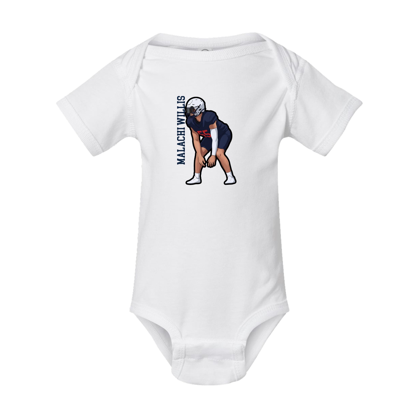 Baby Onesie — Name Vertical in White