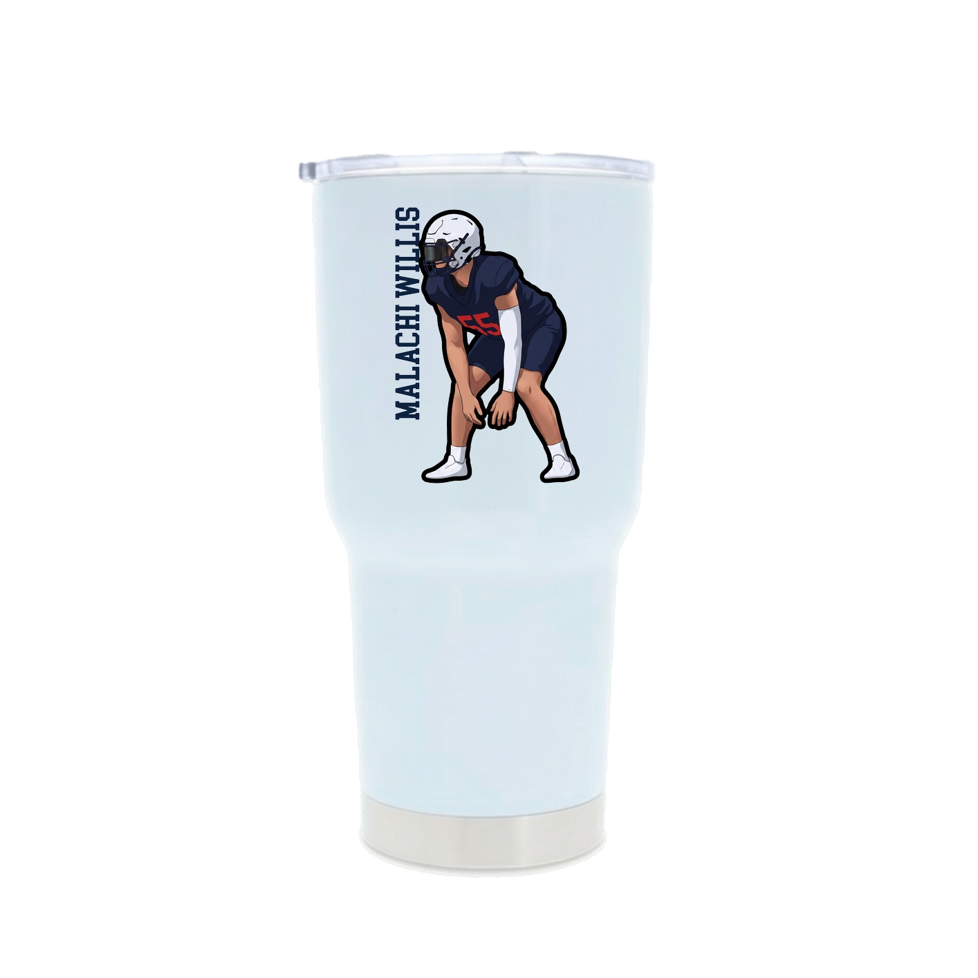 30oz Stainless Steel Tumbler — Name Vertical in White