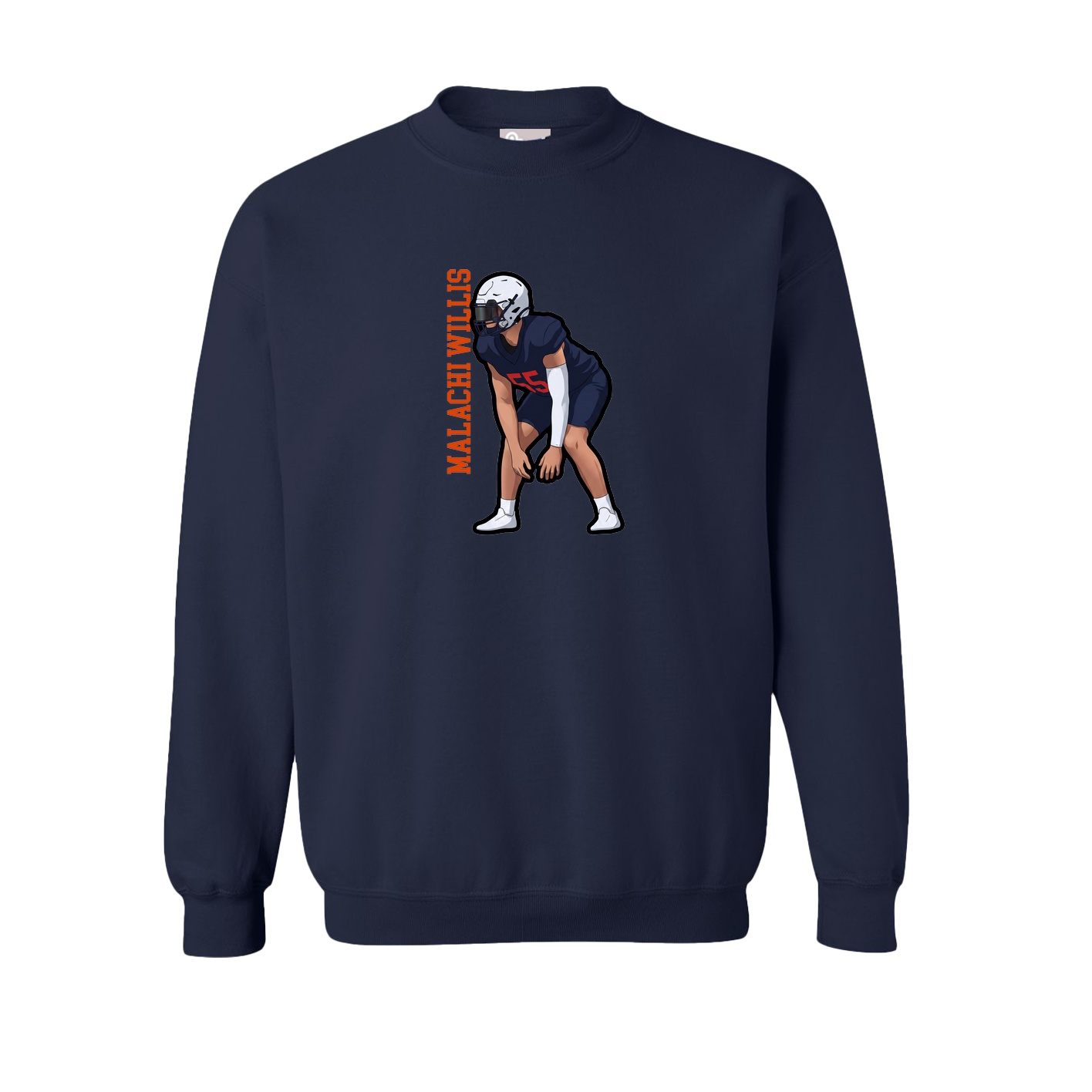 Fleece Crew — Name Vertical in Navy