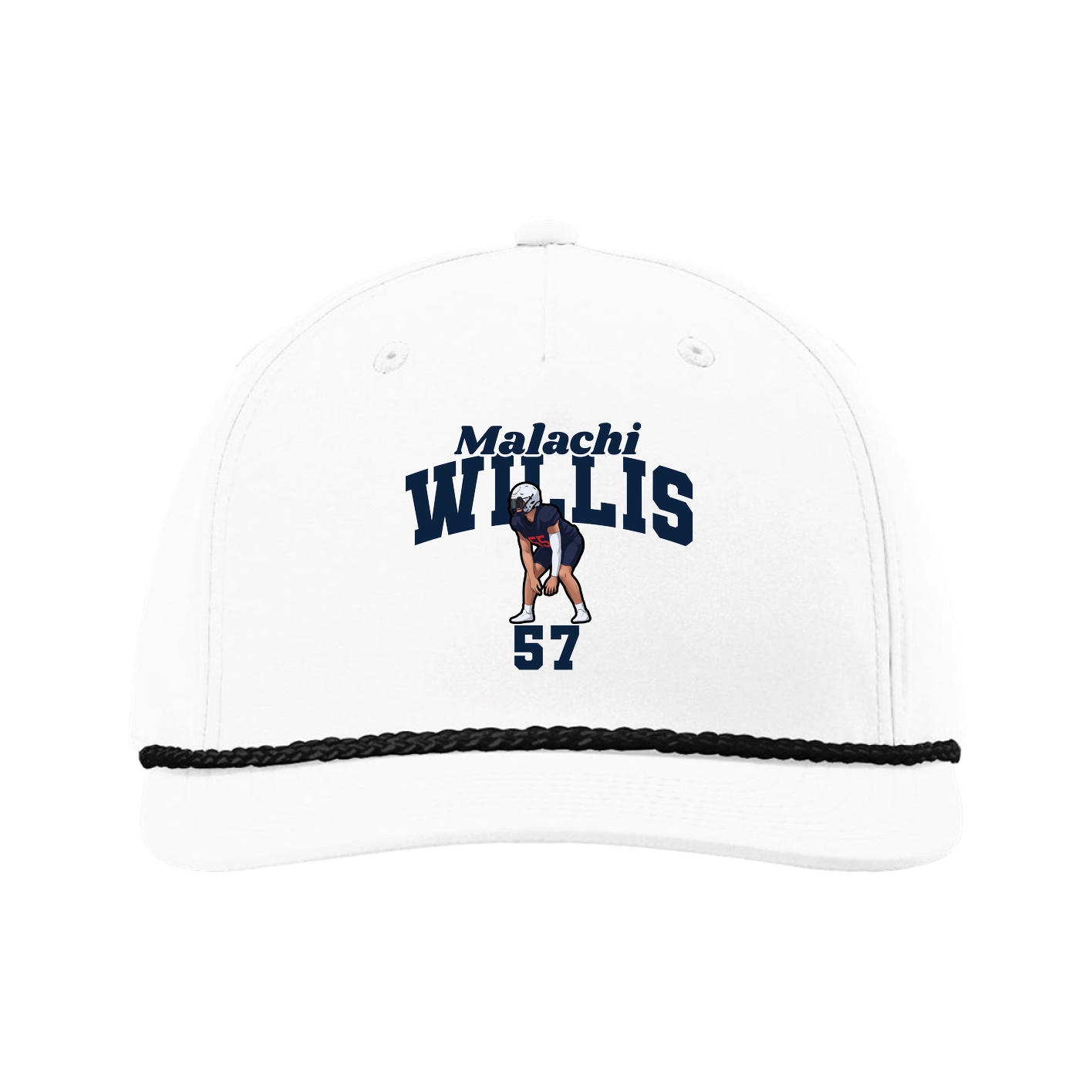 Five-Panel Classic Rope Cap — Signature Arch in White