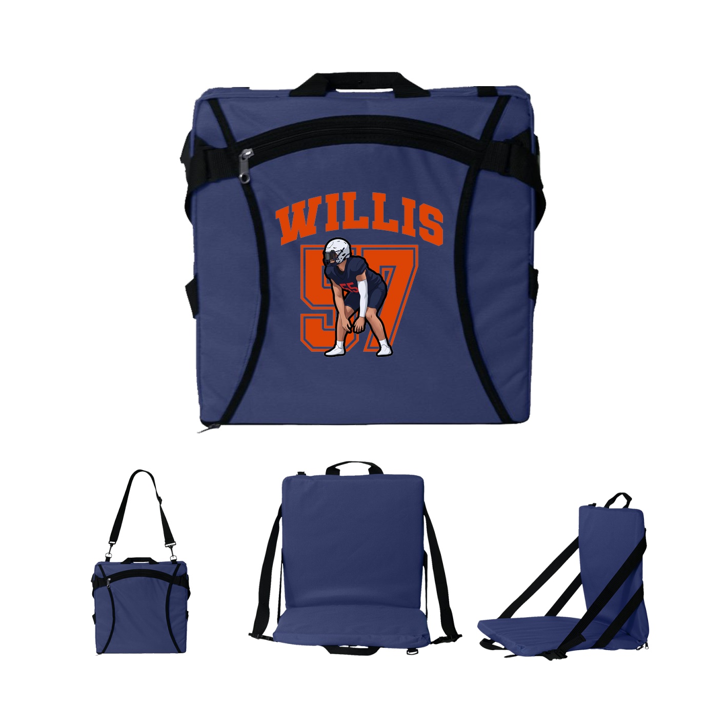 Folding Stadium Seat — Number in Navy