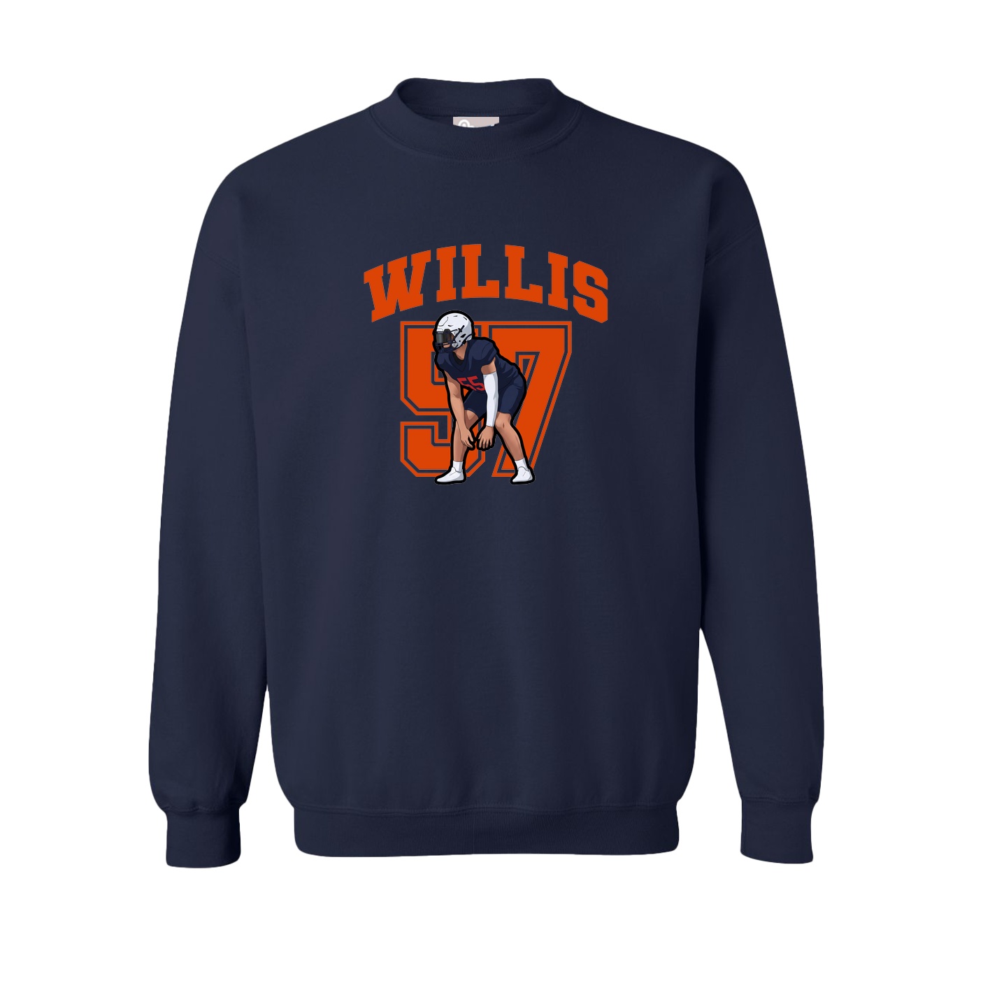 Fleece Crew — Number in Navy