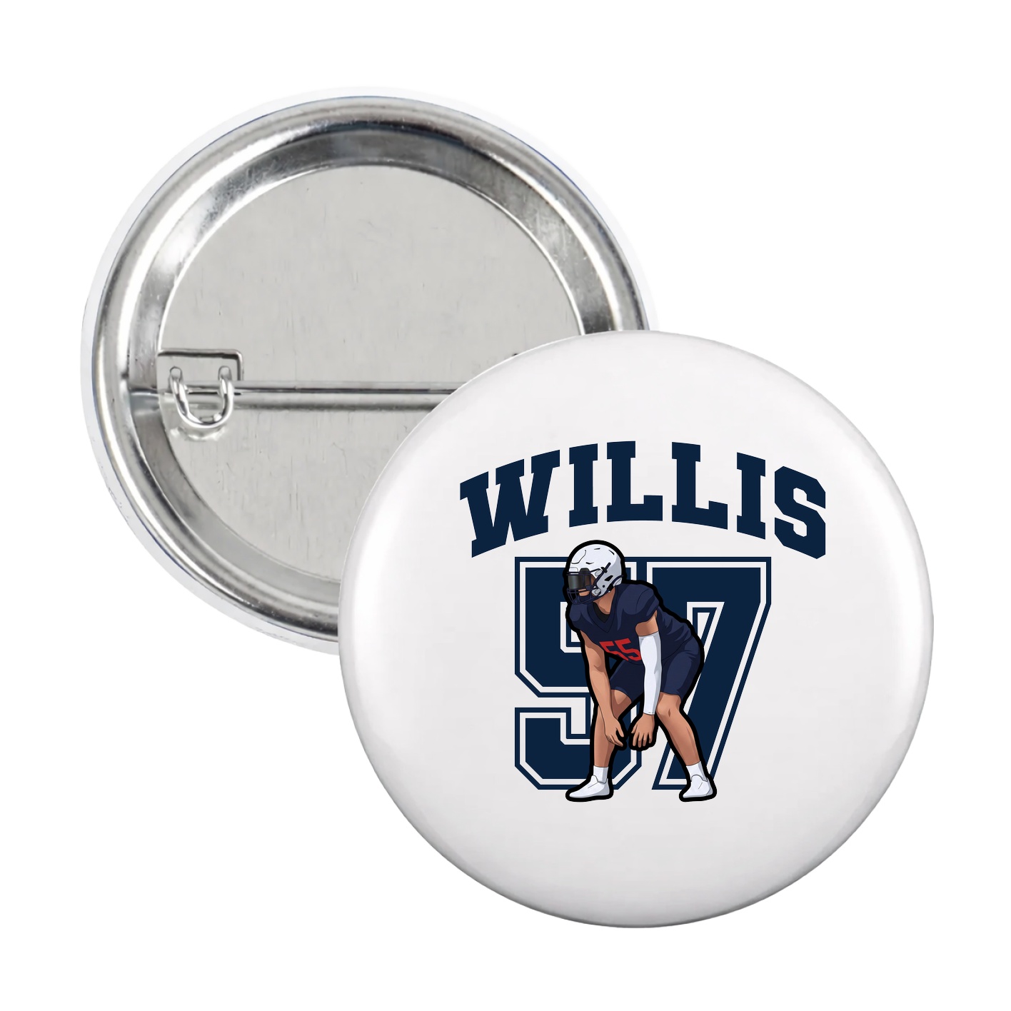 Game Day Button — Number in White