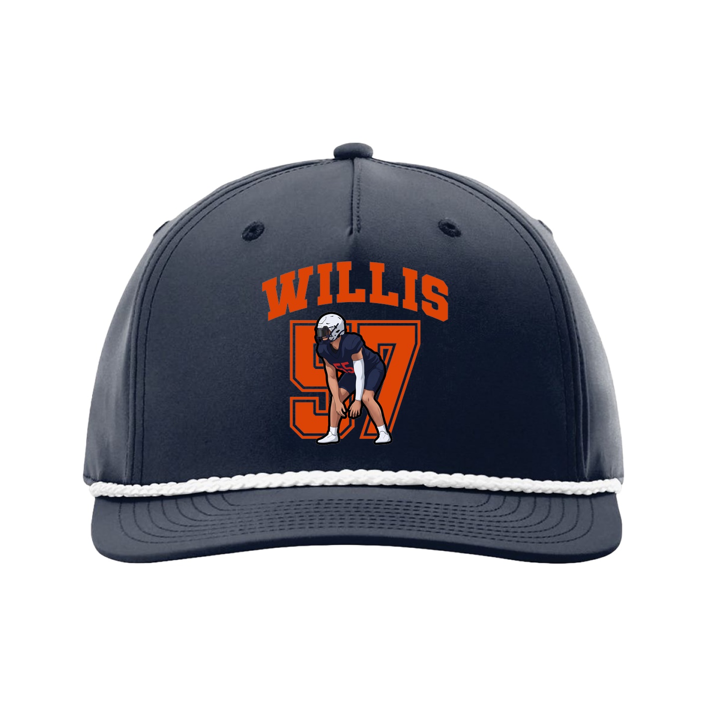 Five-Panel Classic Rope Cap — Number in Navy
