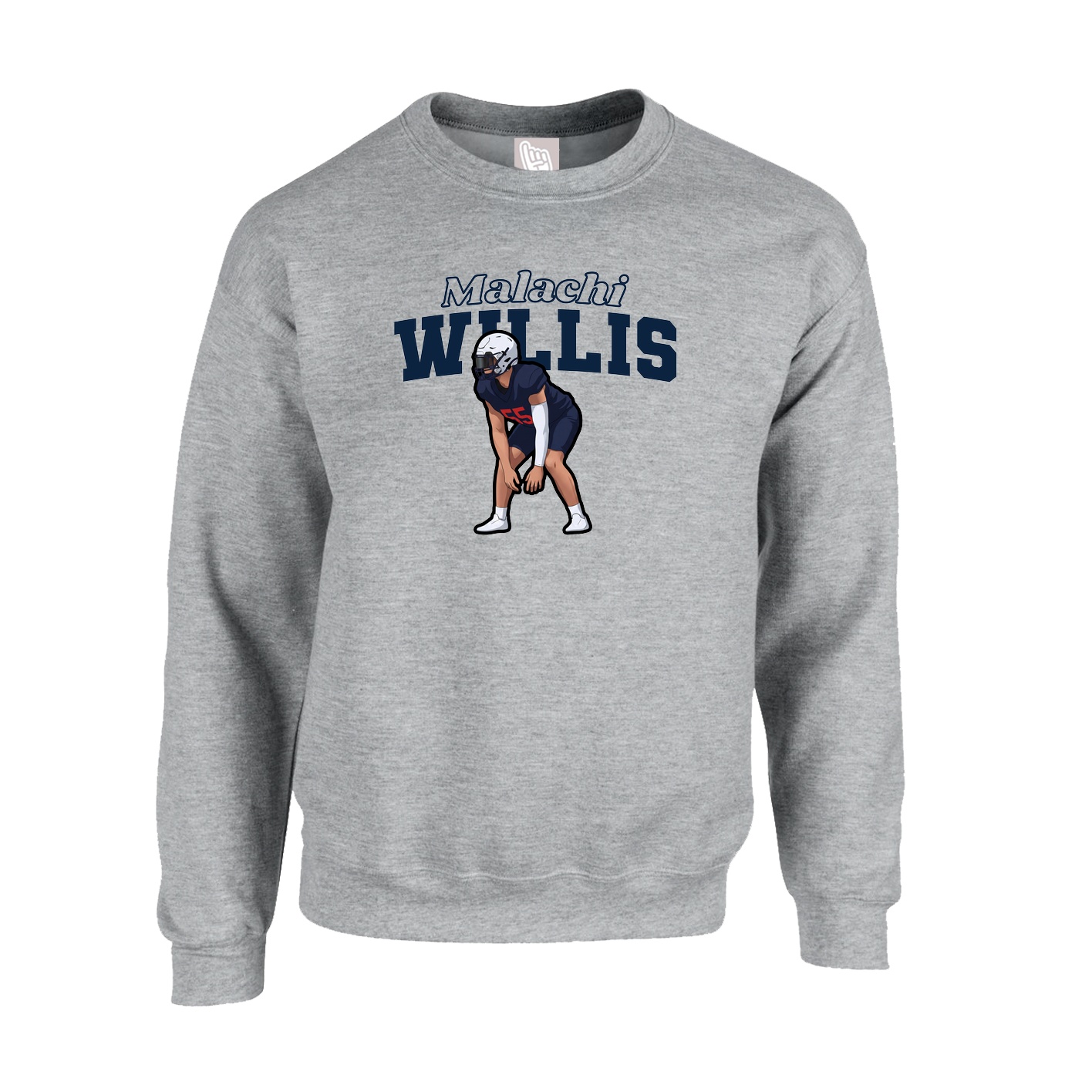 Fleece Crew — Name Arch in Grey
