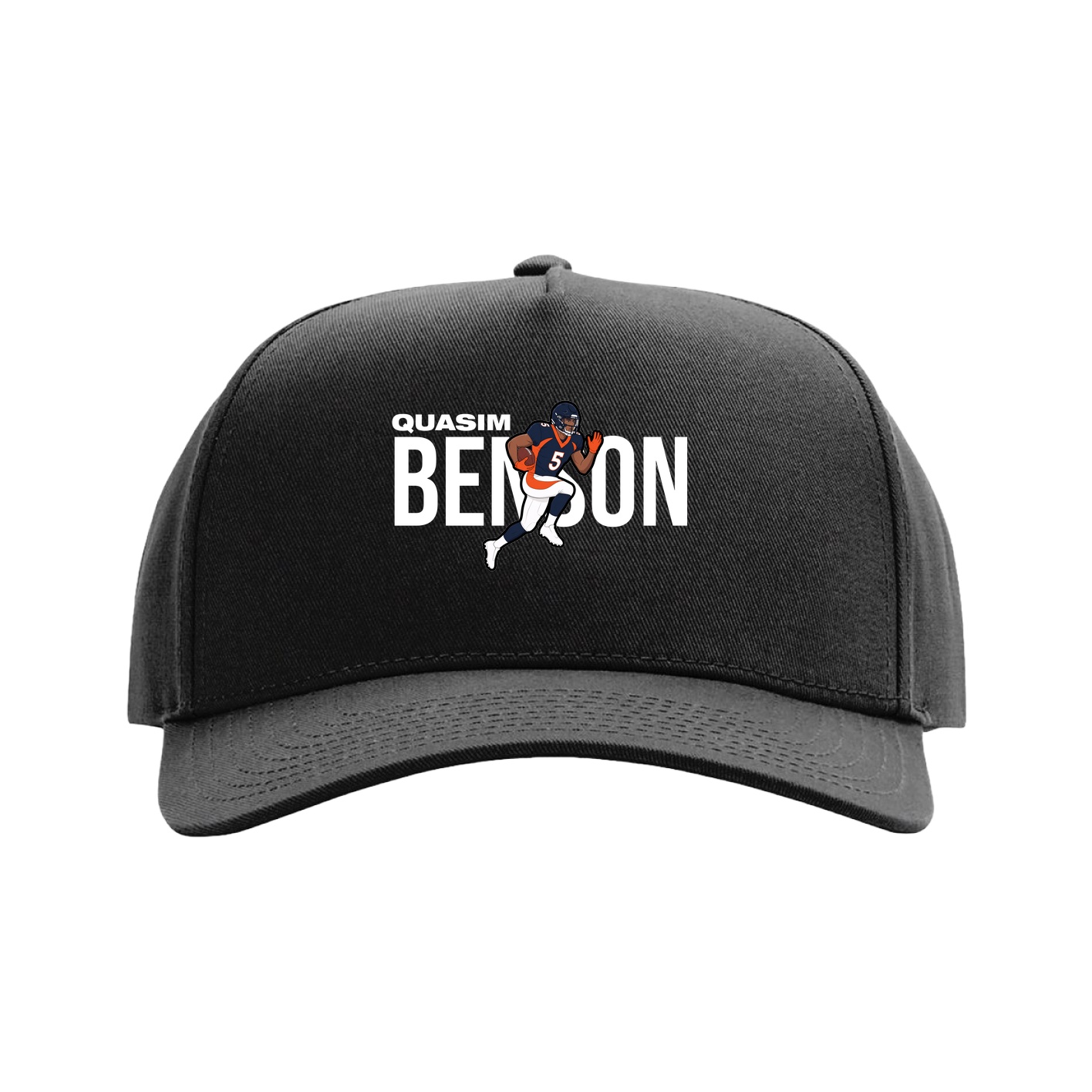 Full Fabric Five-Panel Champ Cap — Player Name in Black