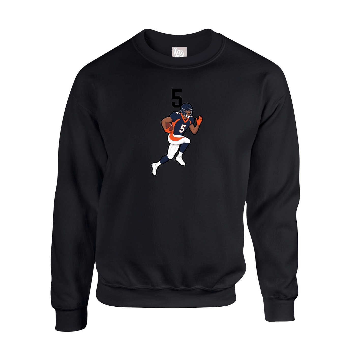 Fleece Crew — Number Top in Black