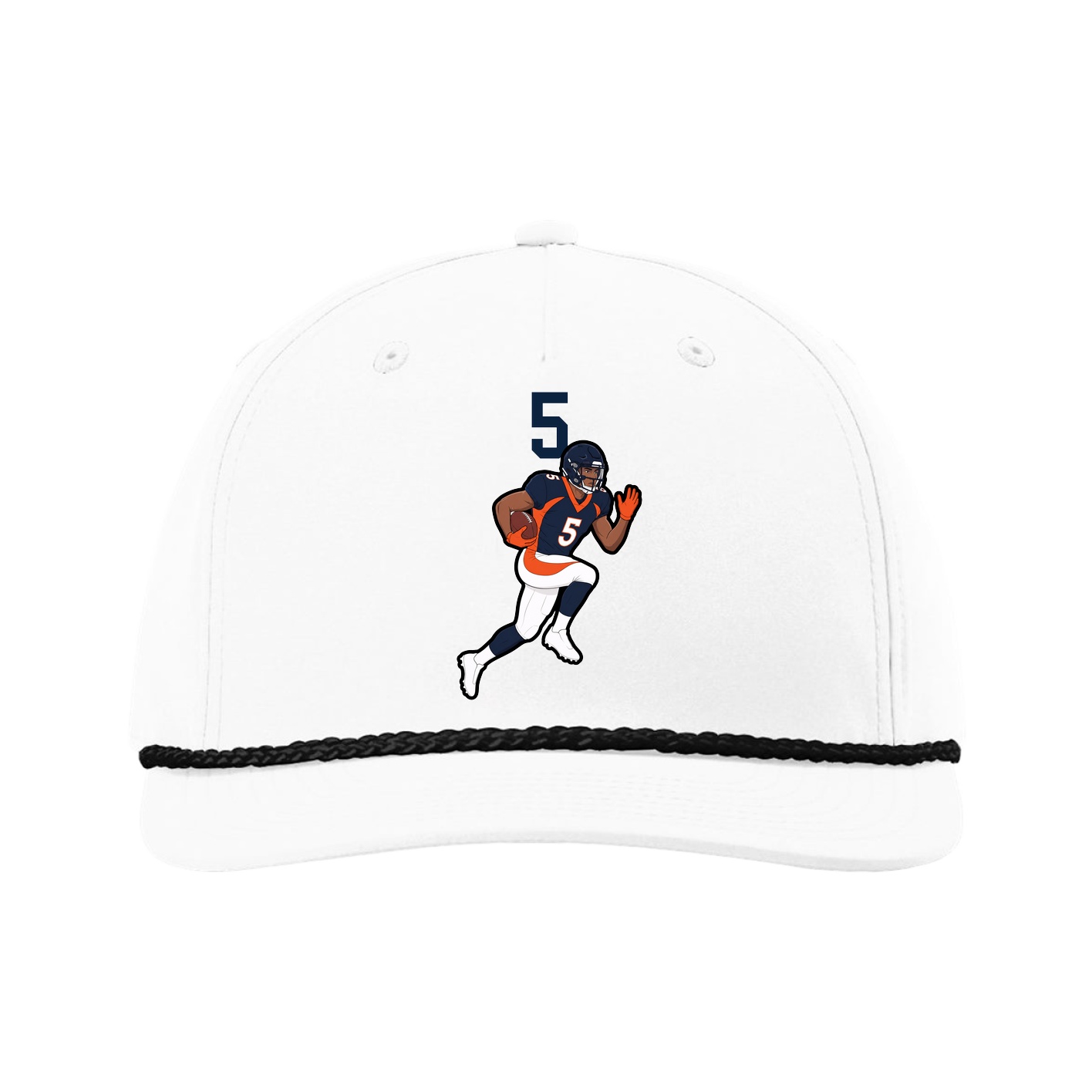 Five-Panel Classic Rope Cap — Number Top in White
