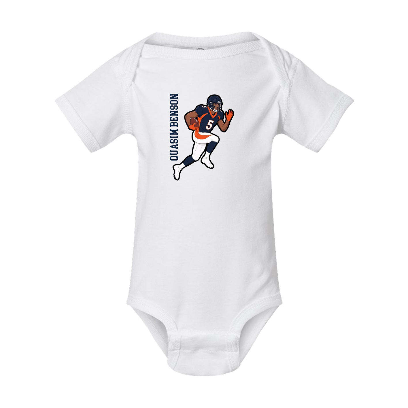 Baby Onesie — Name Vertical in White