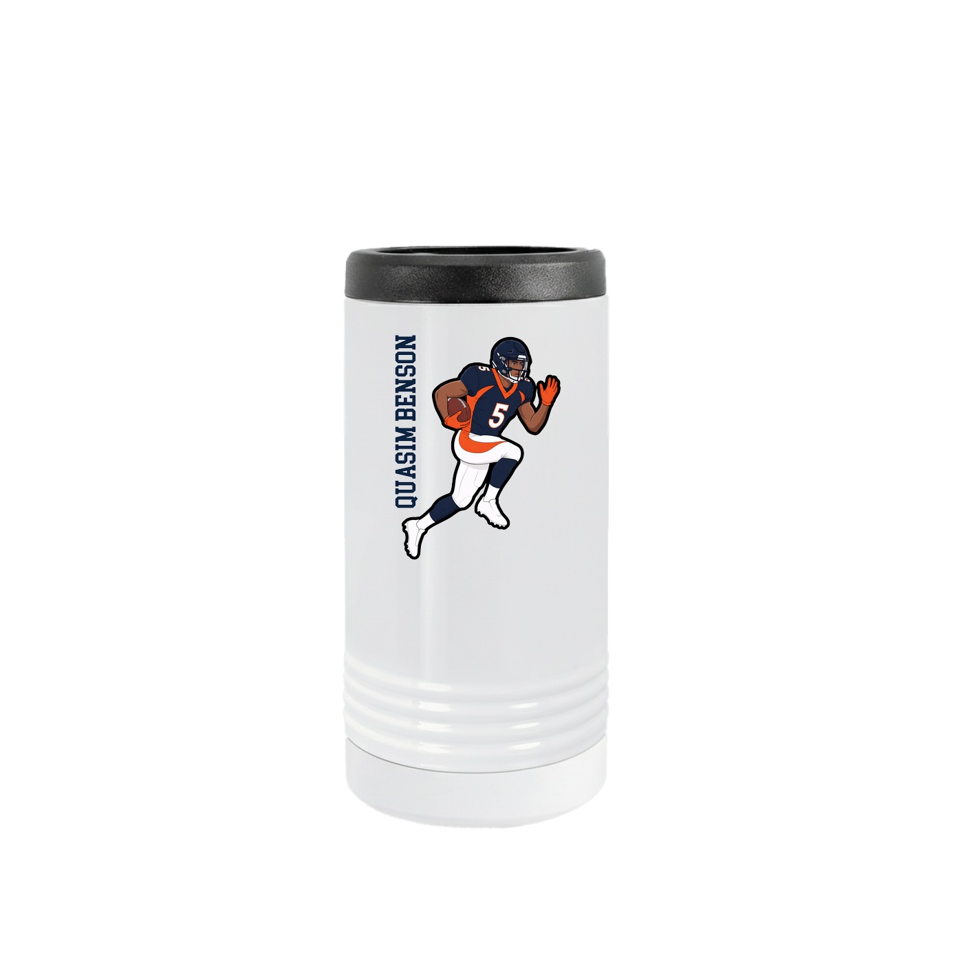 Slim Beverage Holder — Name Vertical in White