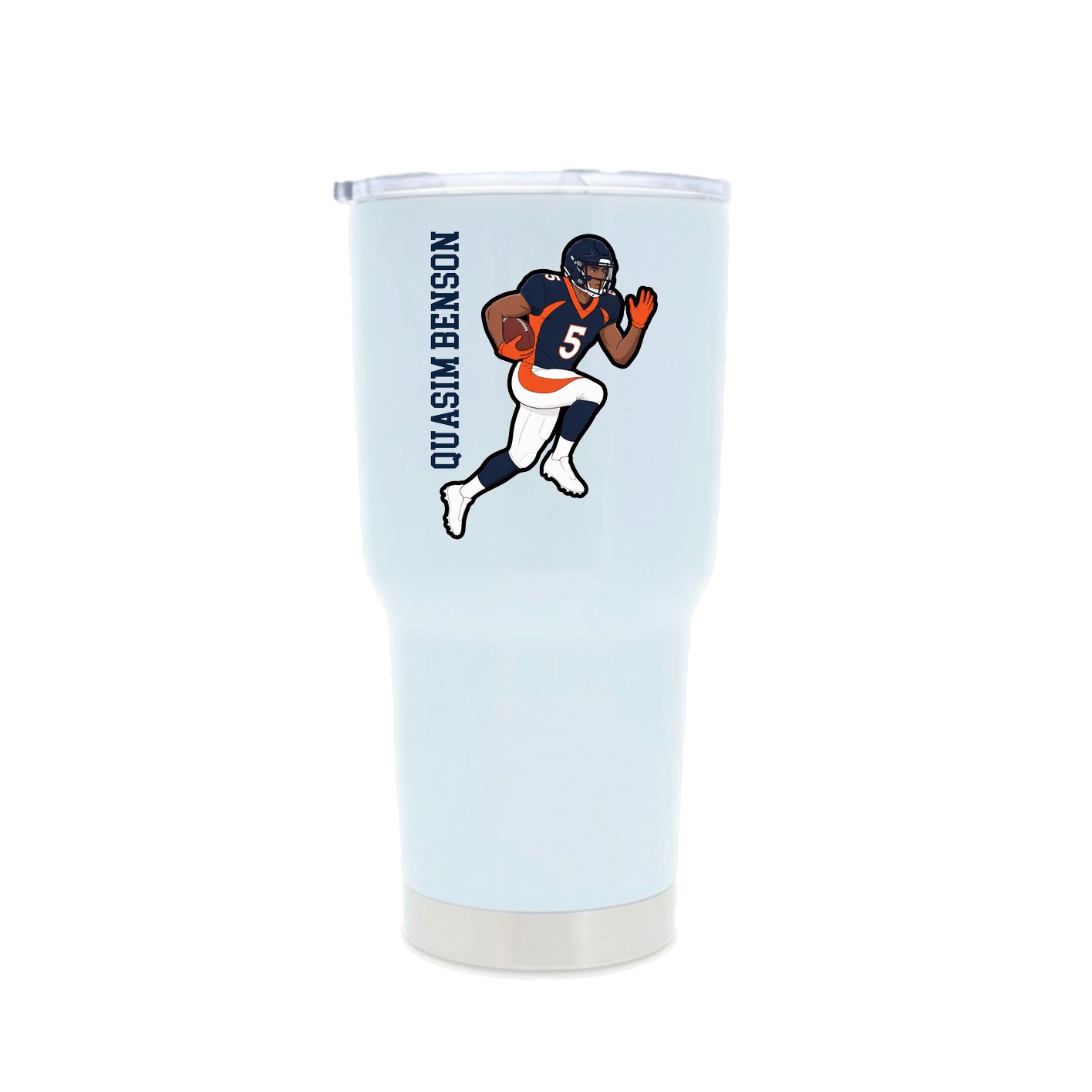 30oz Stainless Steel Tumbler — Name Vertical in White