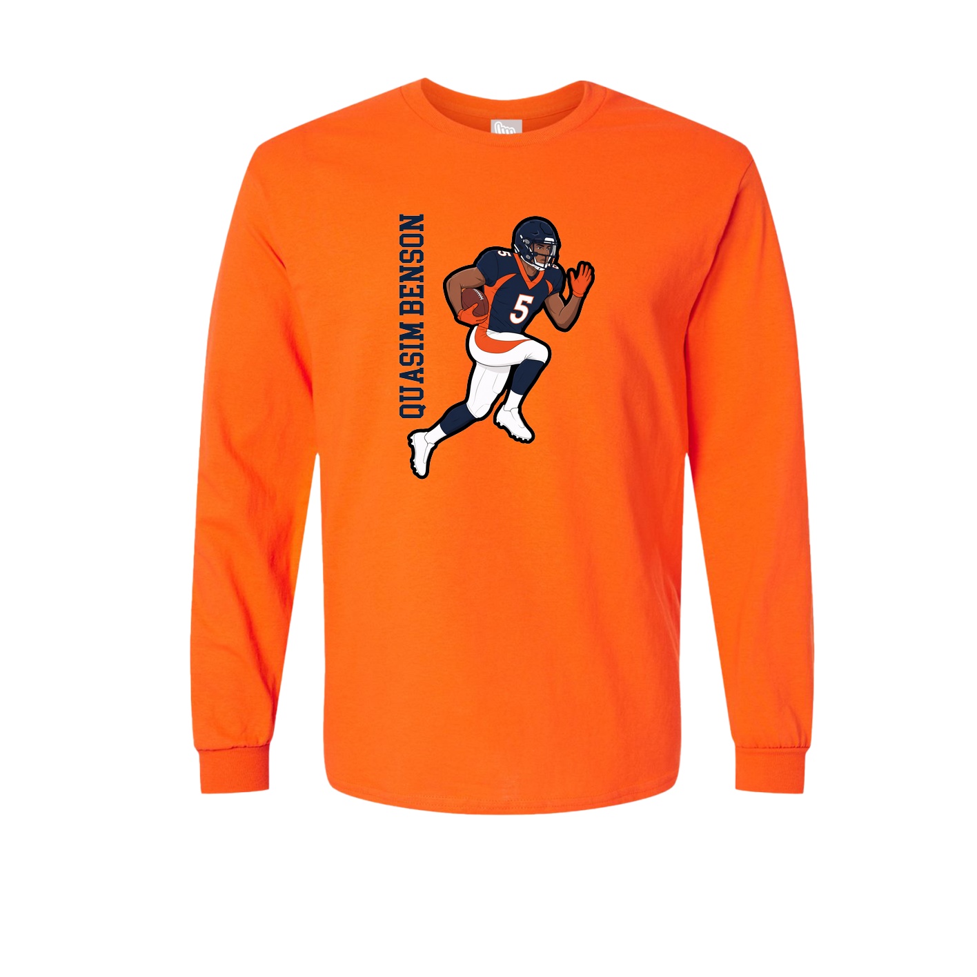 Long Sleeve Tee — Name Vertical in Orange