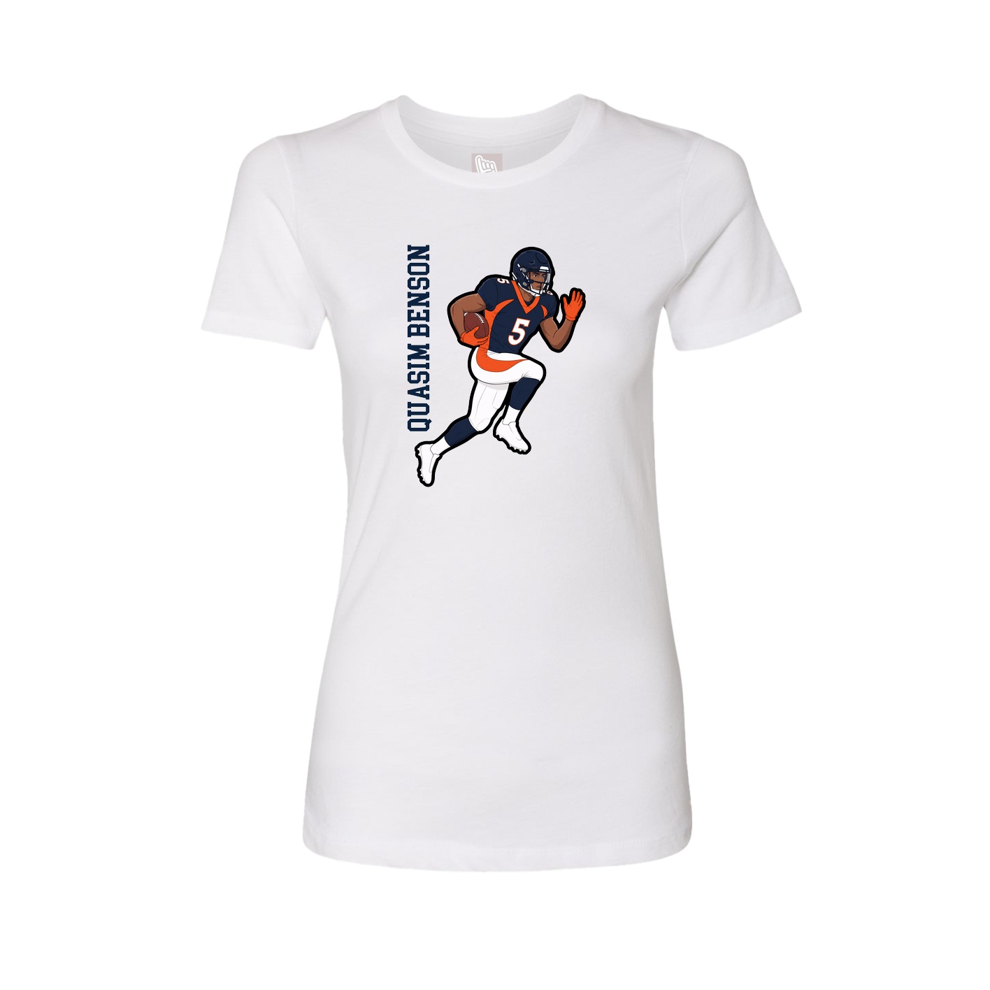 Fitted Women's Tee — Name Vertical in White