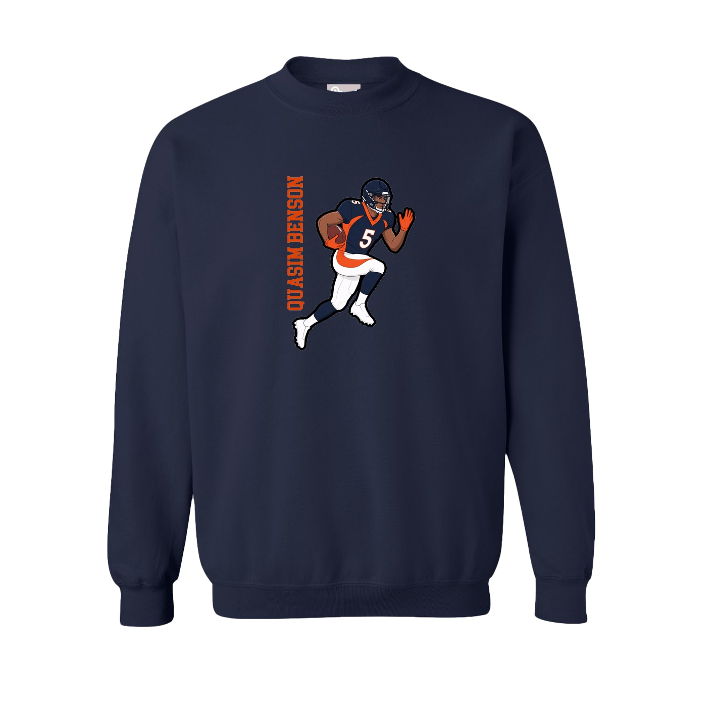 Fleece Crew — Name Vertical in Navy