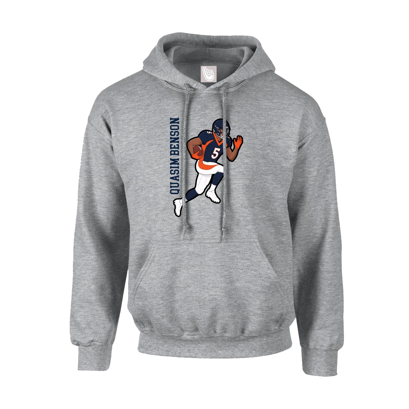 Youth Hoodie — Name Vertical in Grey