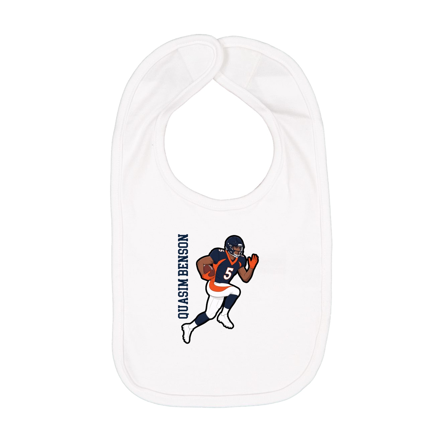 Infant Bib — Name Vertical in White