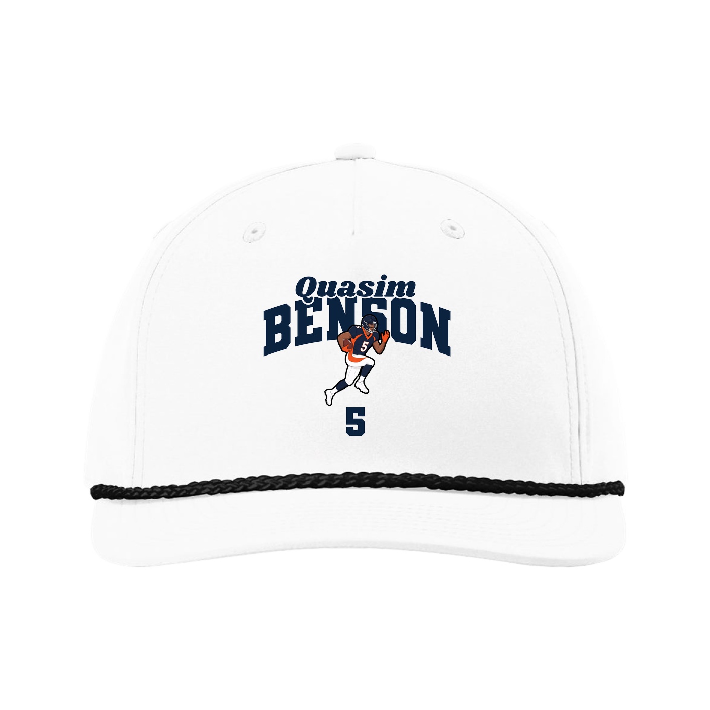 Five-Panel Classic Rope Cap — Signature Arch in White