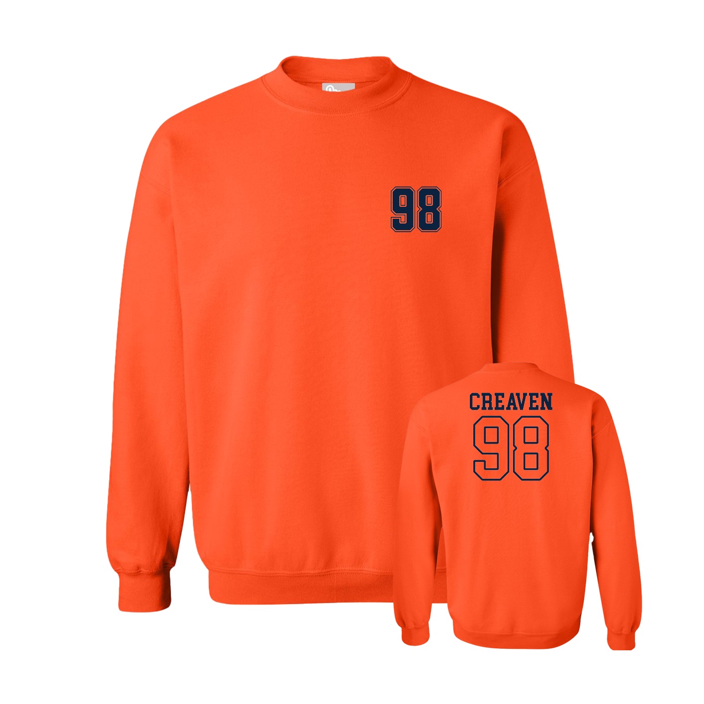Fleece Crew — Chest Back in Orange
