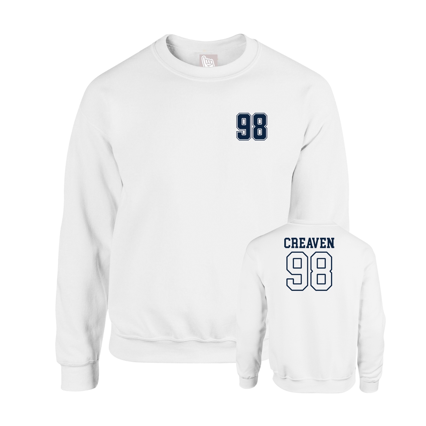 Fleece Crew — Chest Back in White