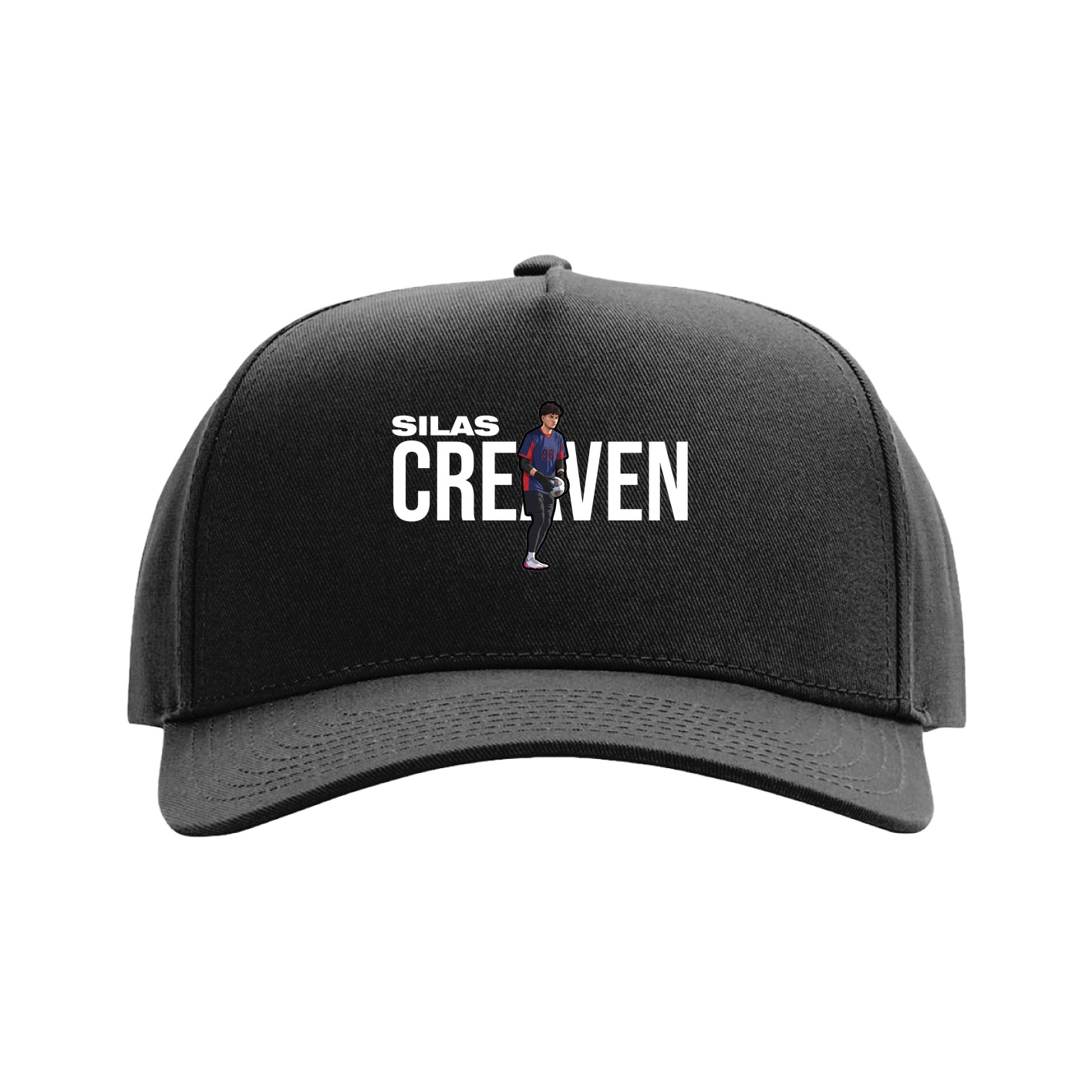 Full Fabric Five-Panel Champ Cap — Player Name in Black