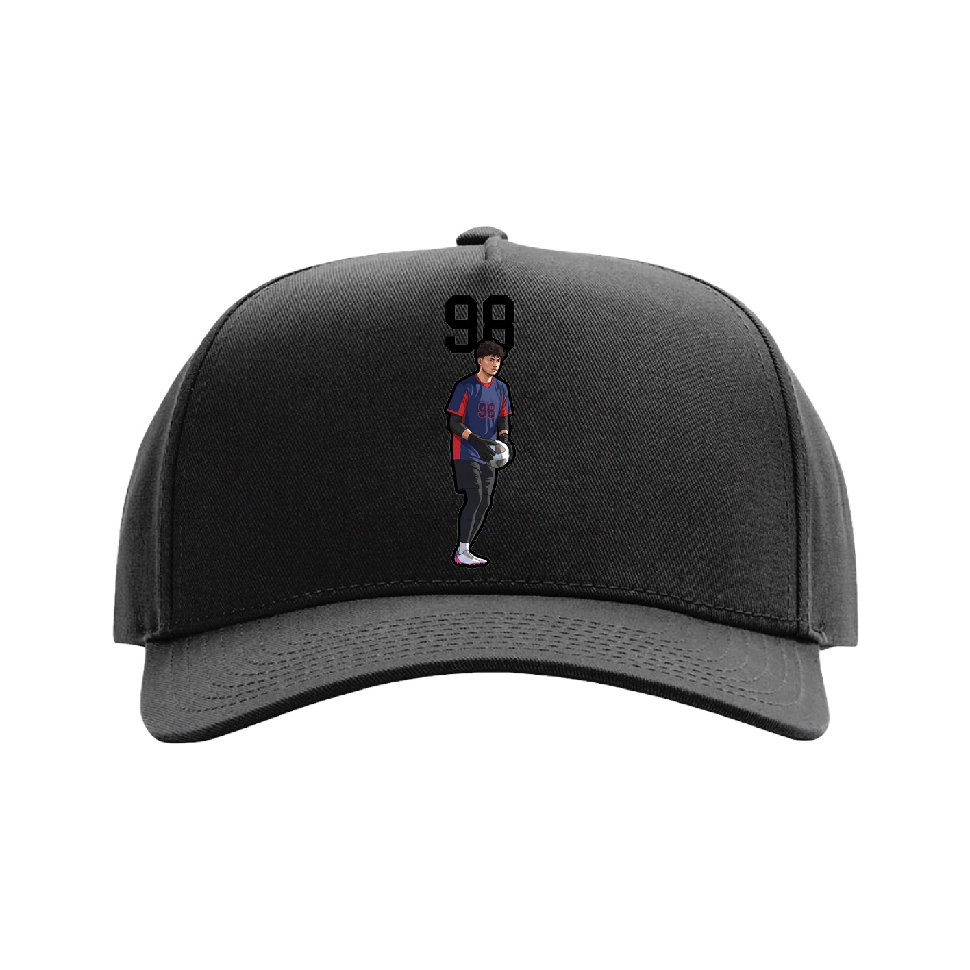 Full Fabric Five-Panel Champ Cap — Number Top in Black