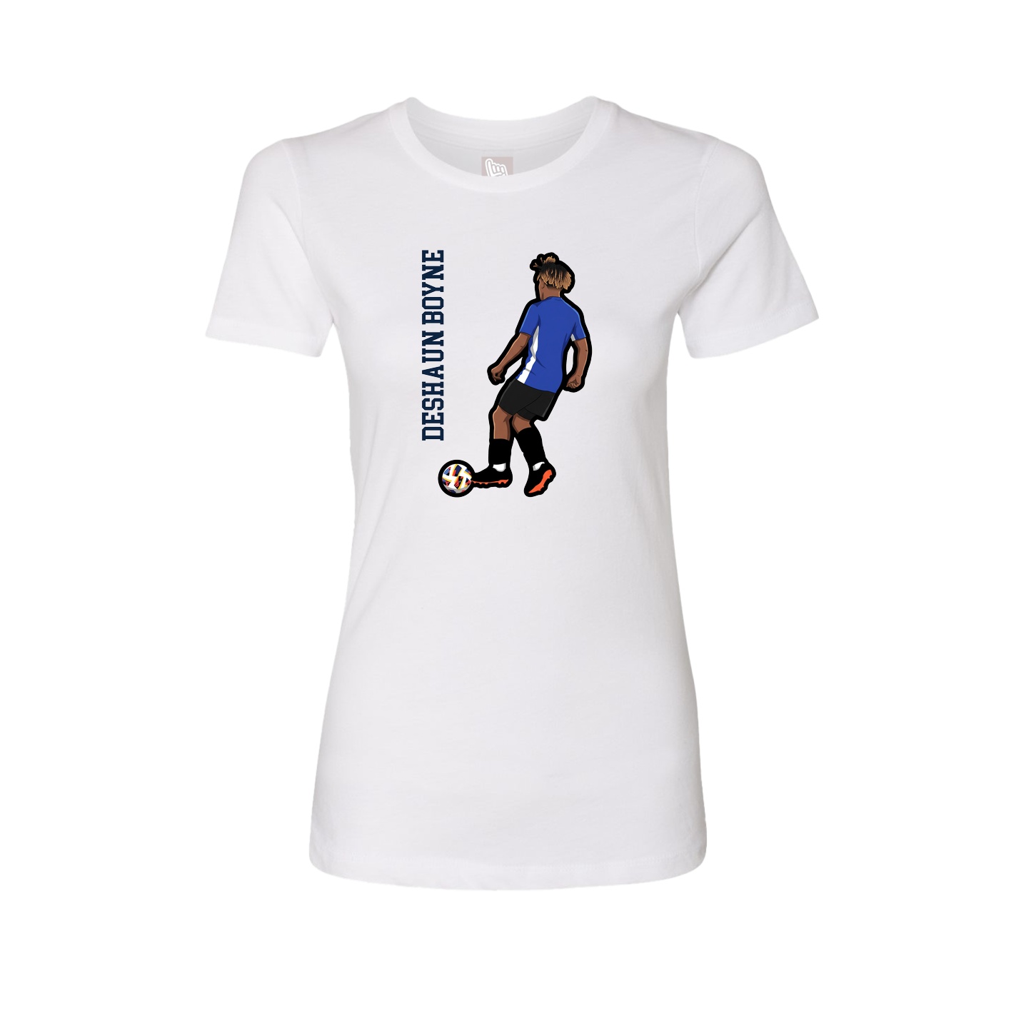 Fitted Women's Tee — Name Vertical in White