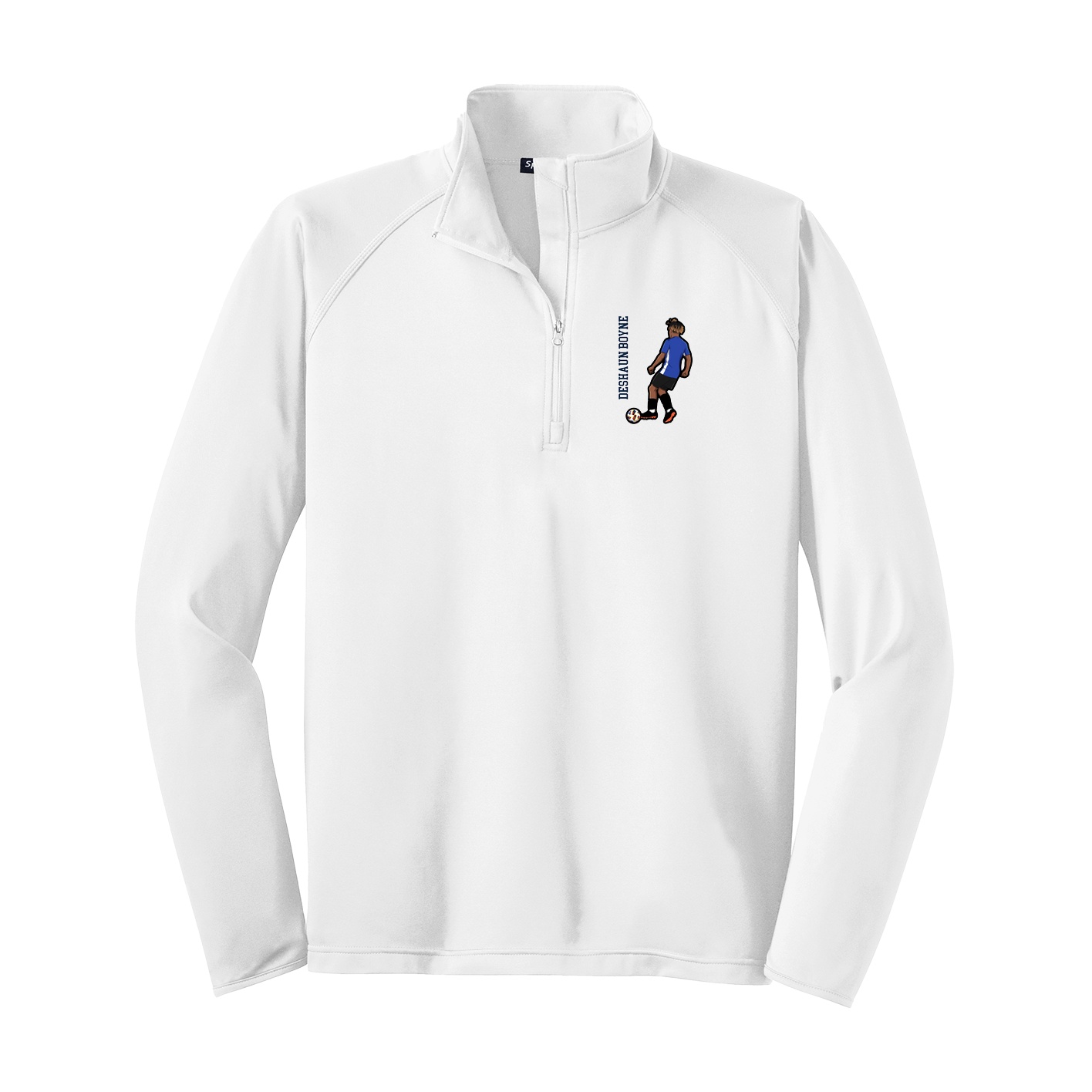 Q-Zip Pullover — Name Vertical in White