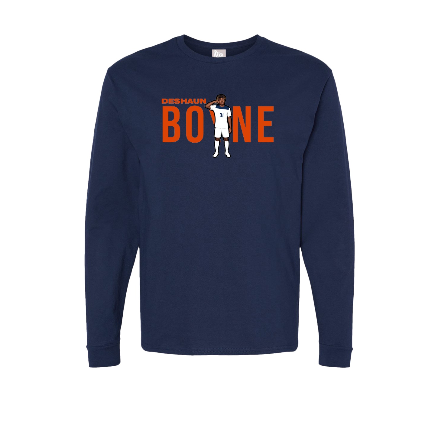 Long Sleeve Tee — Player Name in Navy