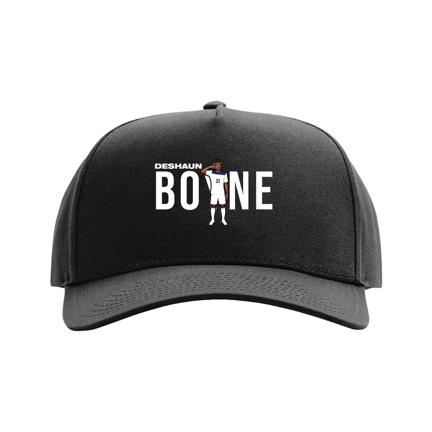 Full Fabric Five-Panel Champ Cap — Player Name in Black