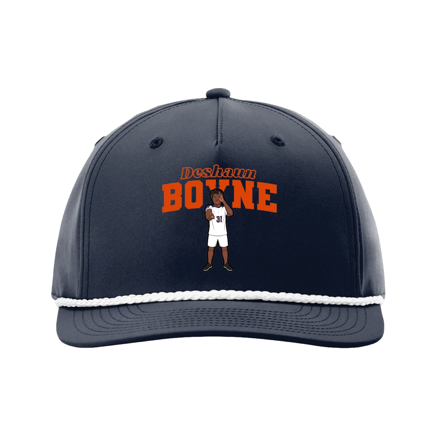 Five-Panel Classic Rope Cap — Name Arch in Navy