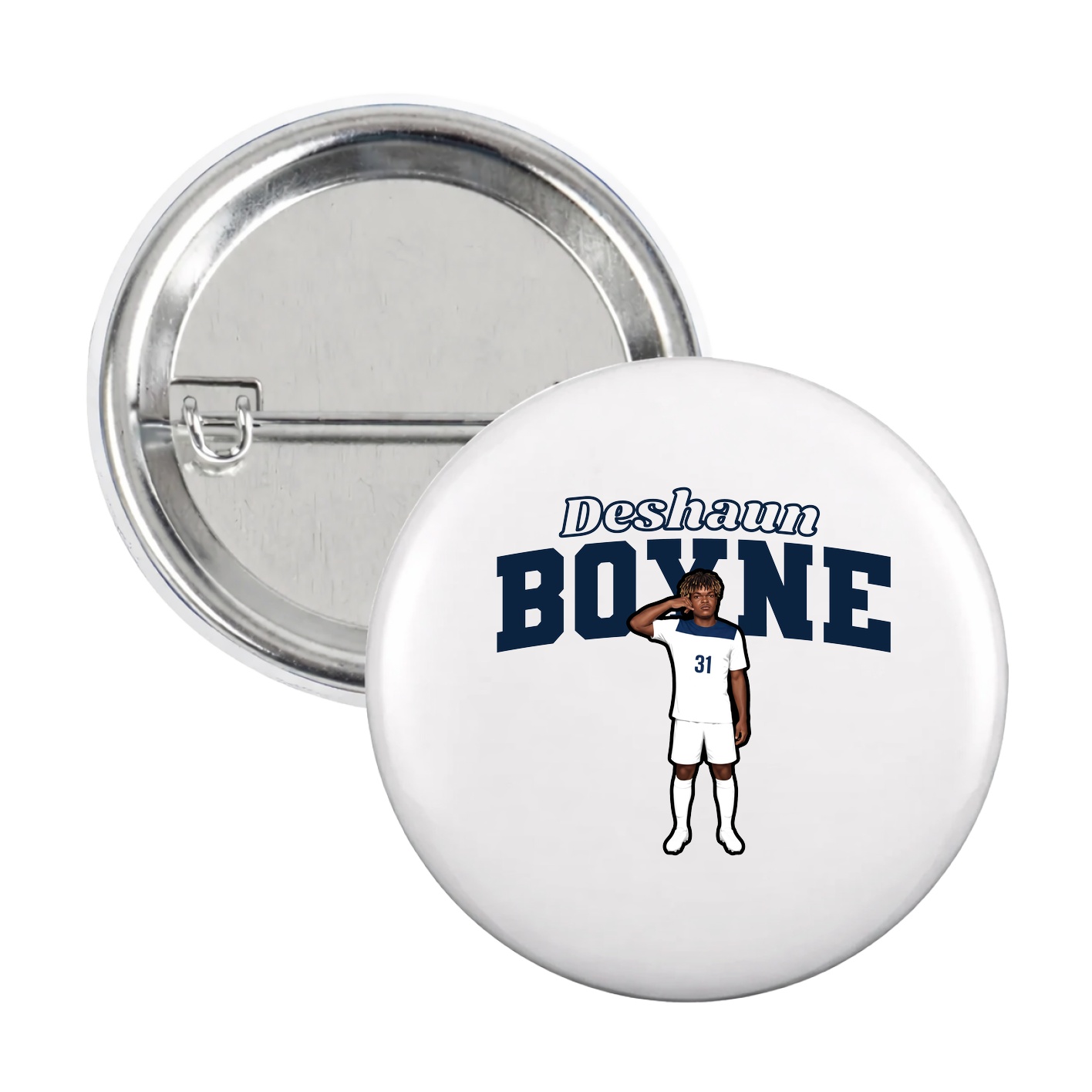 Game Day Button — Name Arch in White