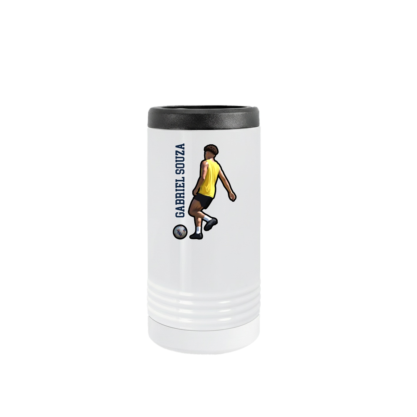 Slim Beverage Holder — Name Vertical in White