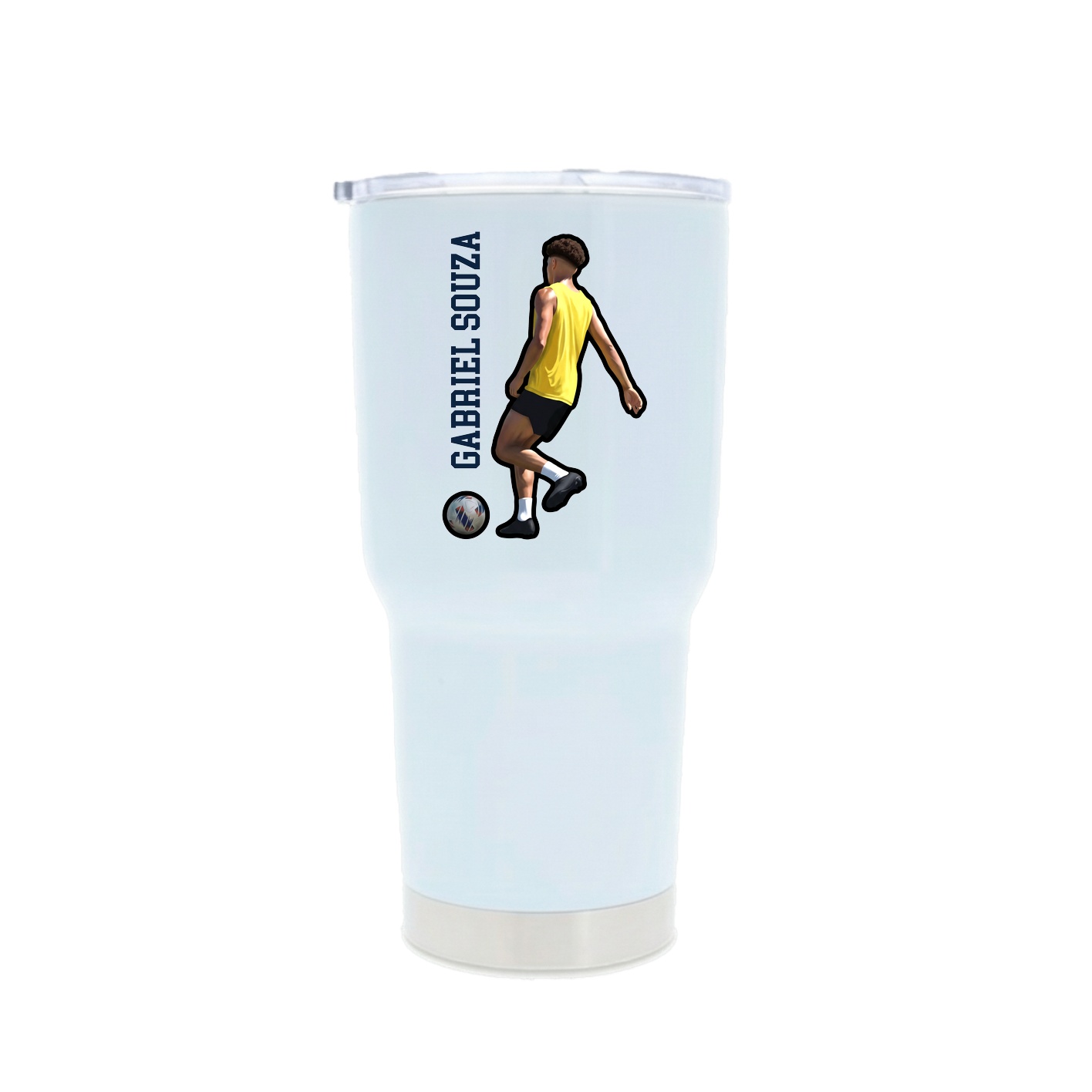 30oz Stainless Steel Tumbler — Name Vertical in White