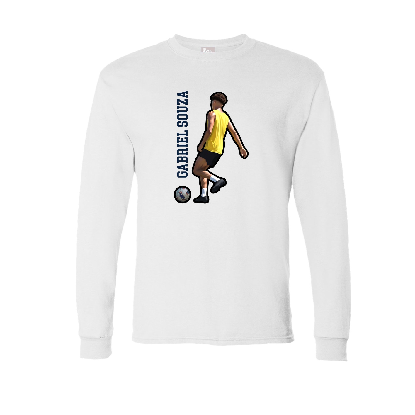 Long Sleeve Tee — Name Vertical in White