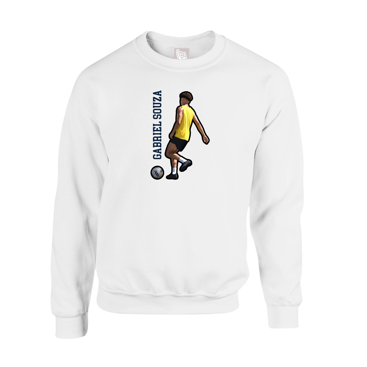 Fleece Crew — Name Vertical in White