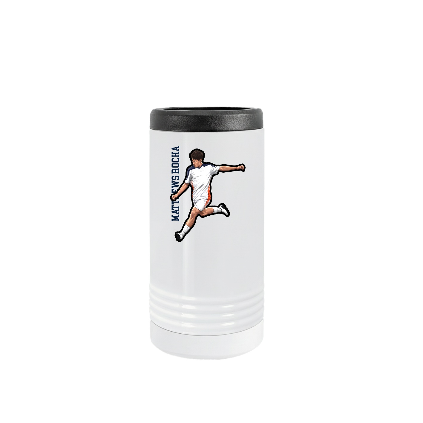 Slim Beverage Holder — Name Vertical in White