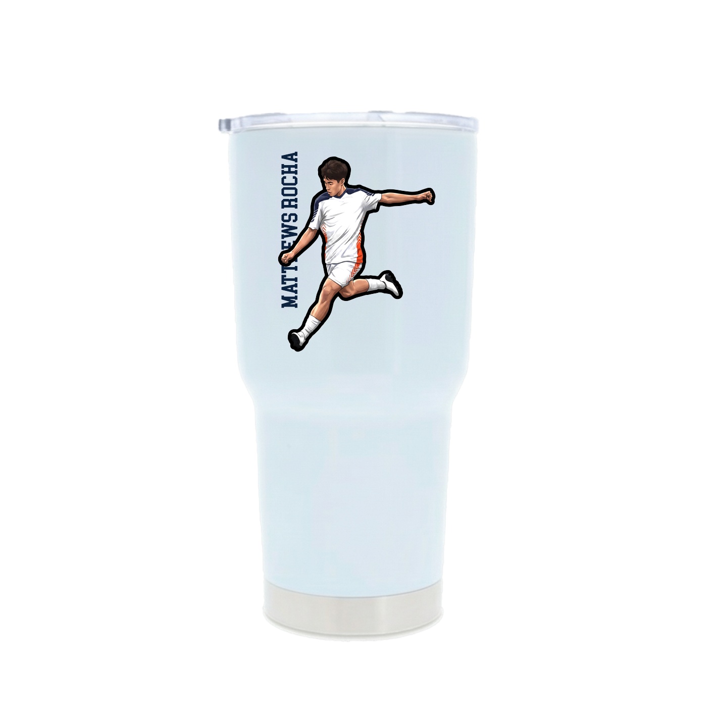 30oz Stainless Steel Tumbler — Name Vertical in White
