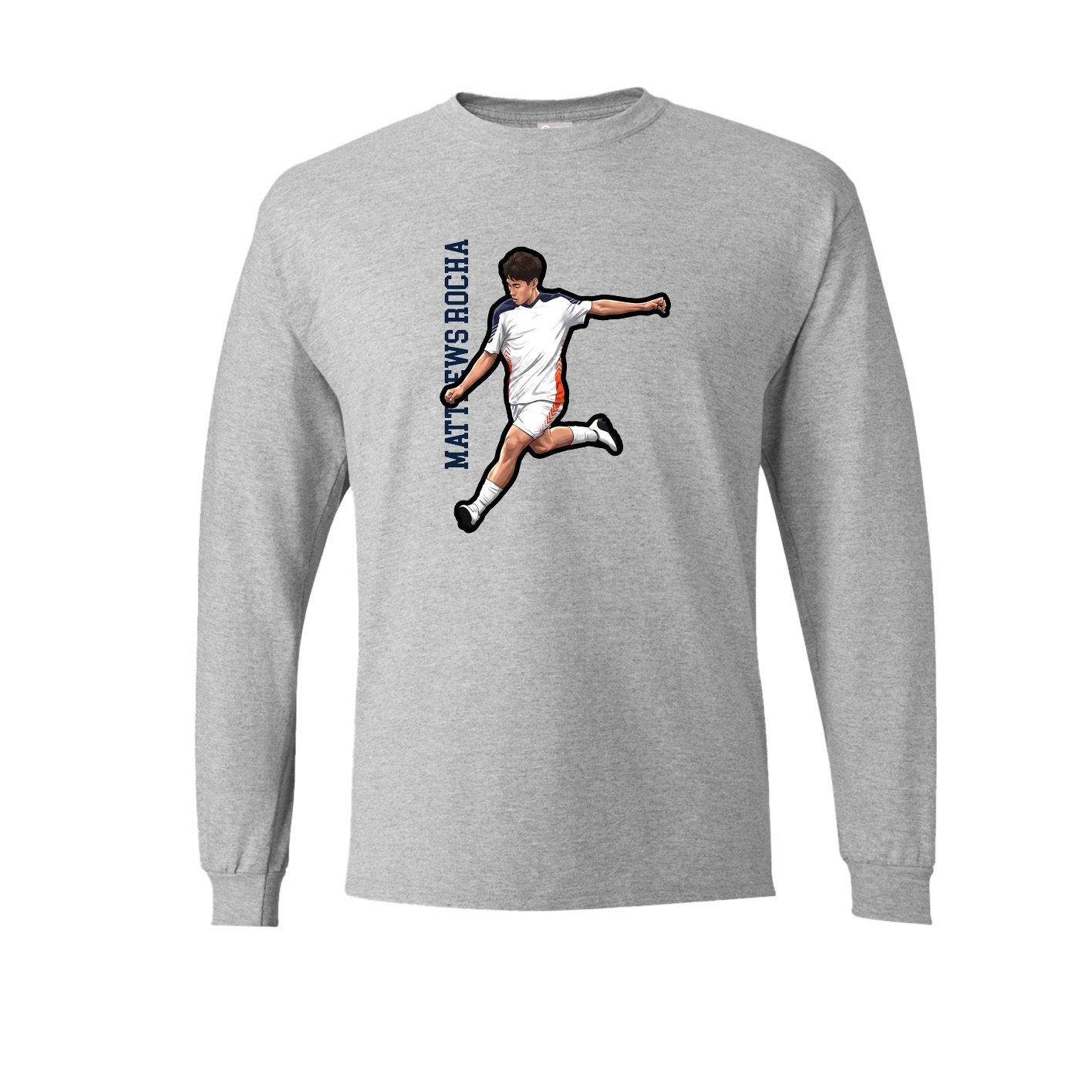 Long Sleeve Tee — Name Vertical in Grey